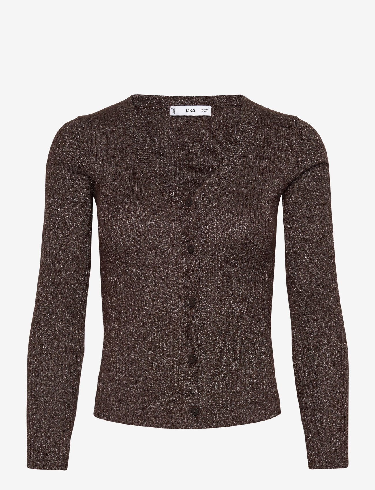 Mango - Ribbed knitted cardigan - efterårstøj - dark brown - 0