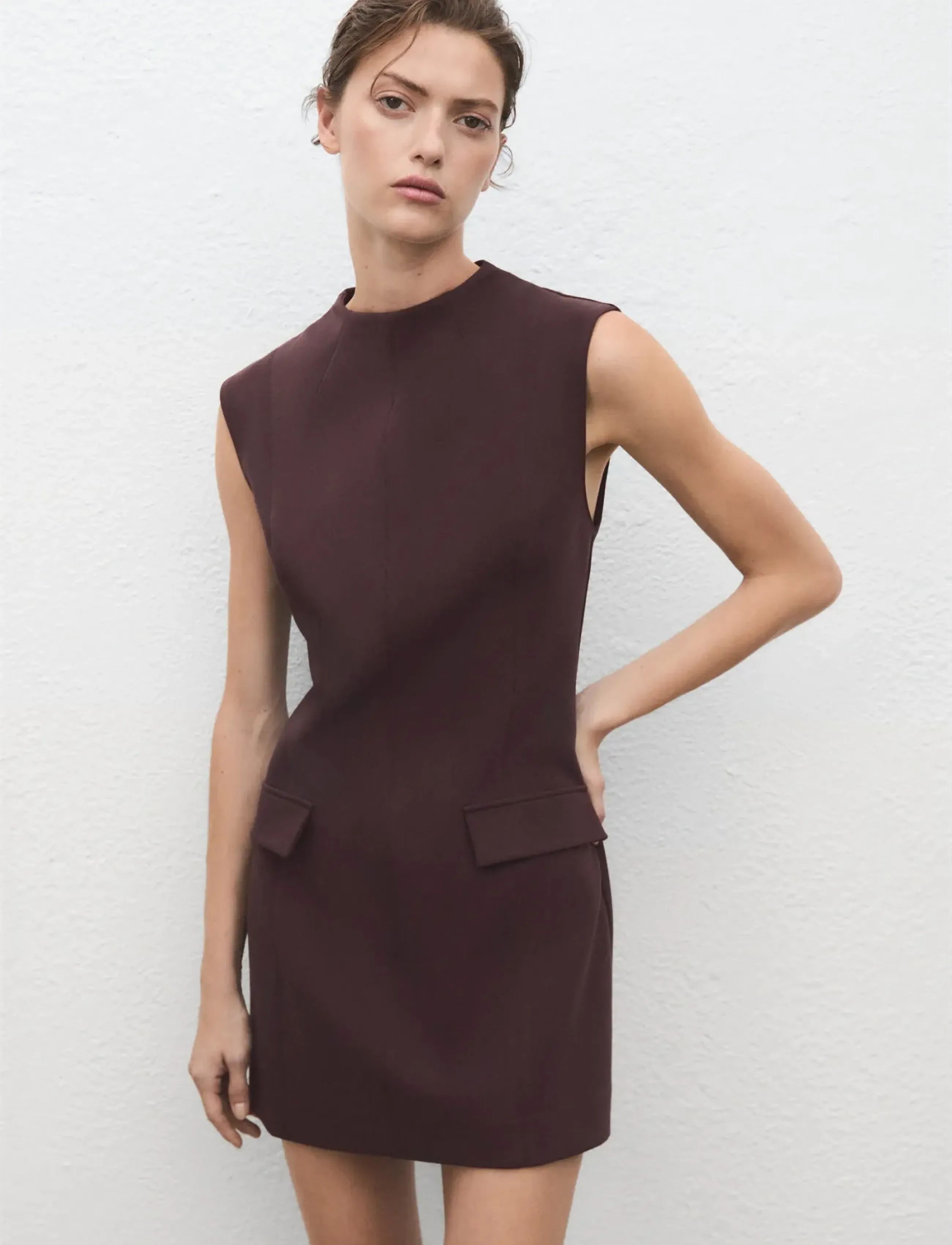 Mango Dress with flap pocket - Kjoler - BROWN / burgundy