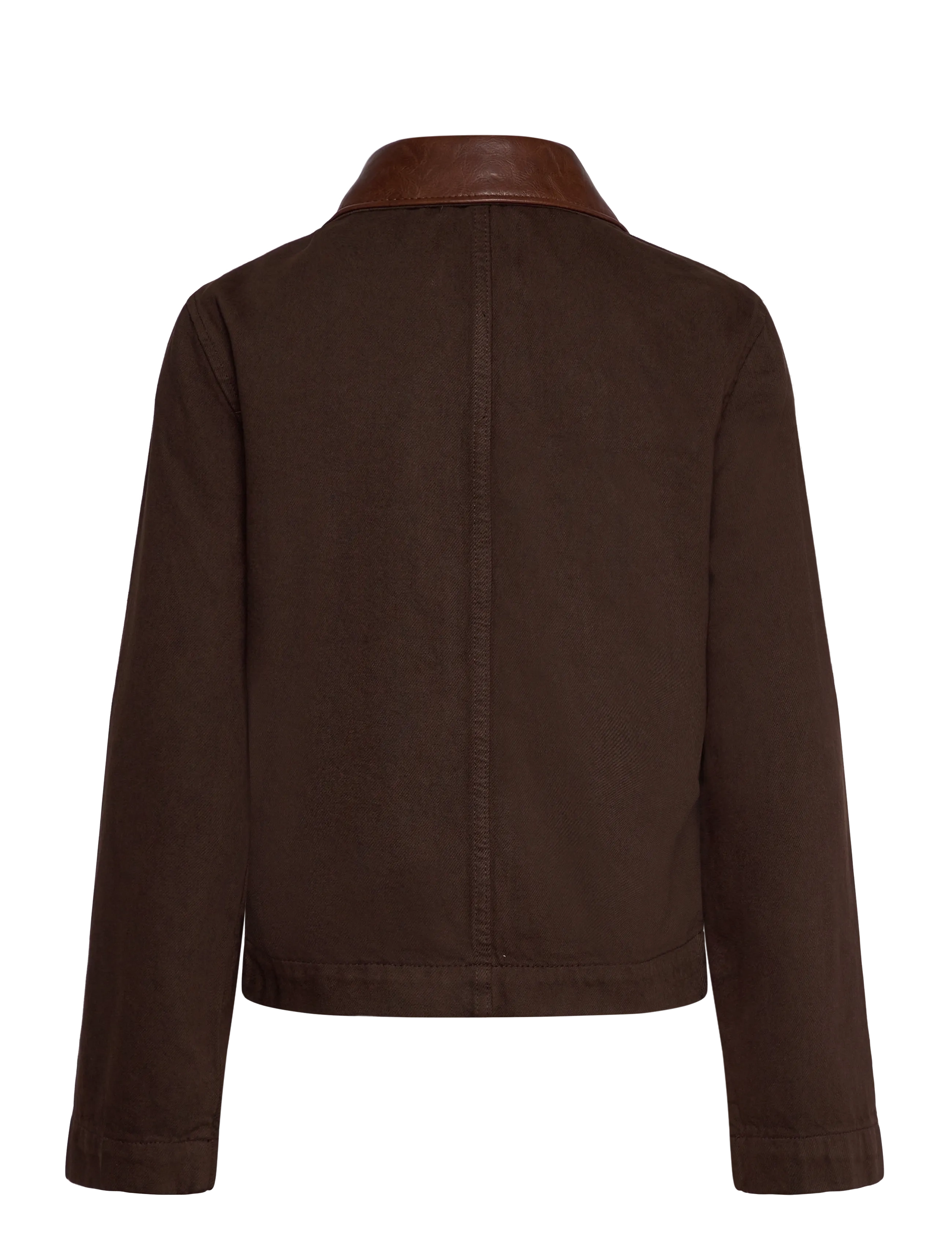 Mango - Denim parka with faux-leather collar - dark brown - 2