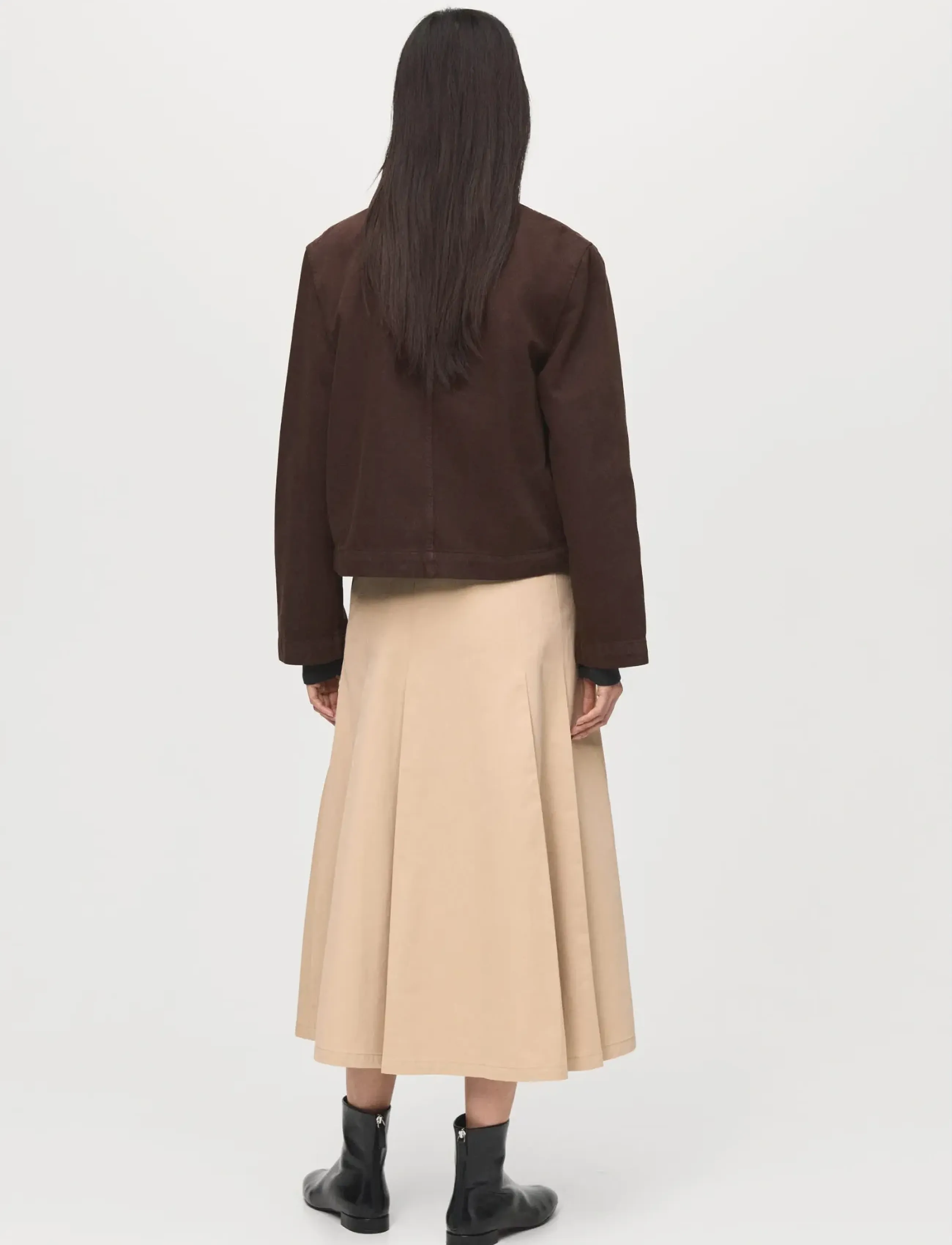 Mango - Denim parka with faux-leather collar - dark brown - 3