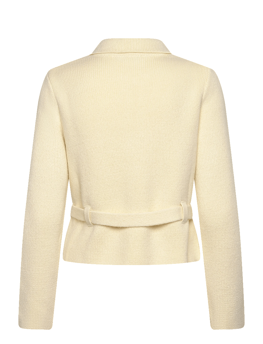 Mango - Knitted jacket with belt and buckle - ulljackor - light beige - 2