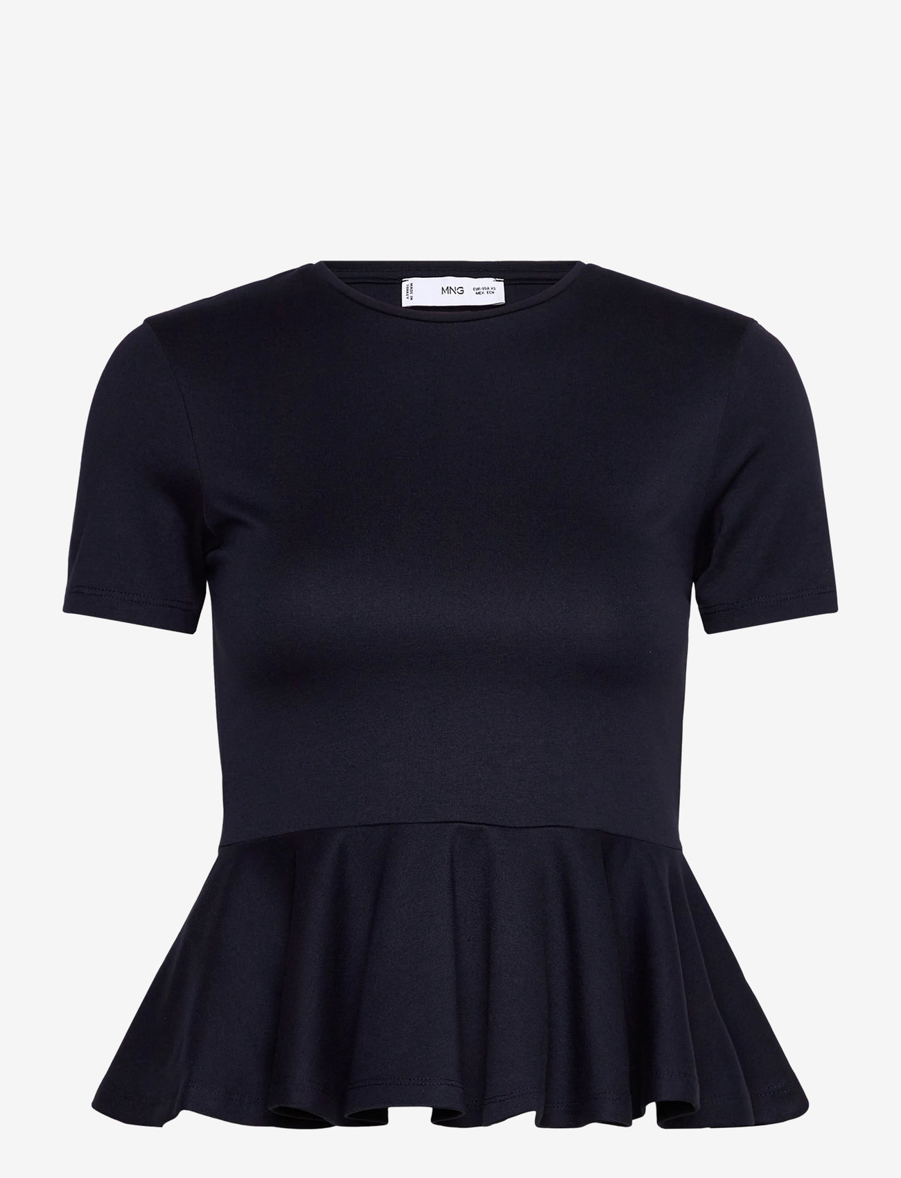 Mango - Short-sleeved peplum t-shirt - efterårstøj - navy - 0