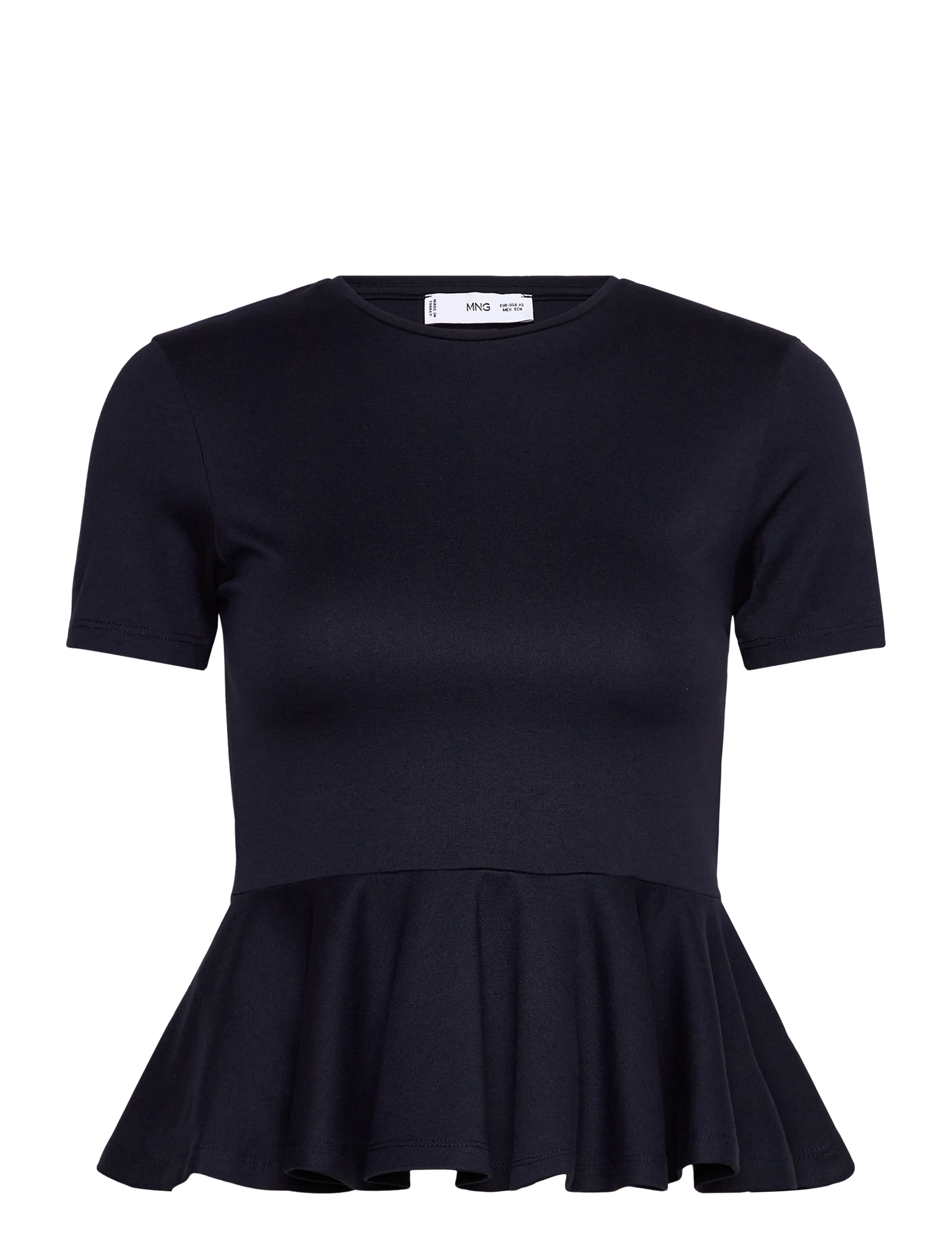 Short-sleeved peplum t-shirt - NAVY