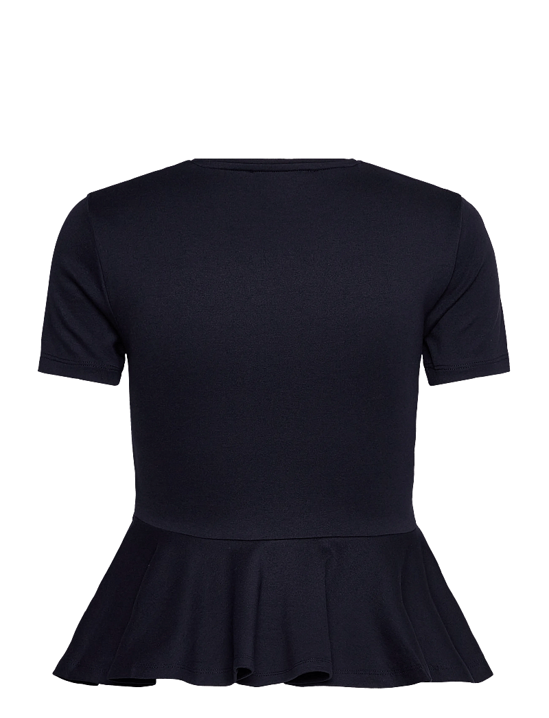 Mango - Short-sleeved peplum t-shirt - t-shirts - navy - 1