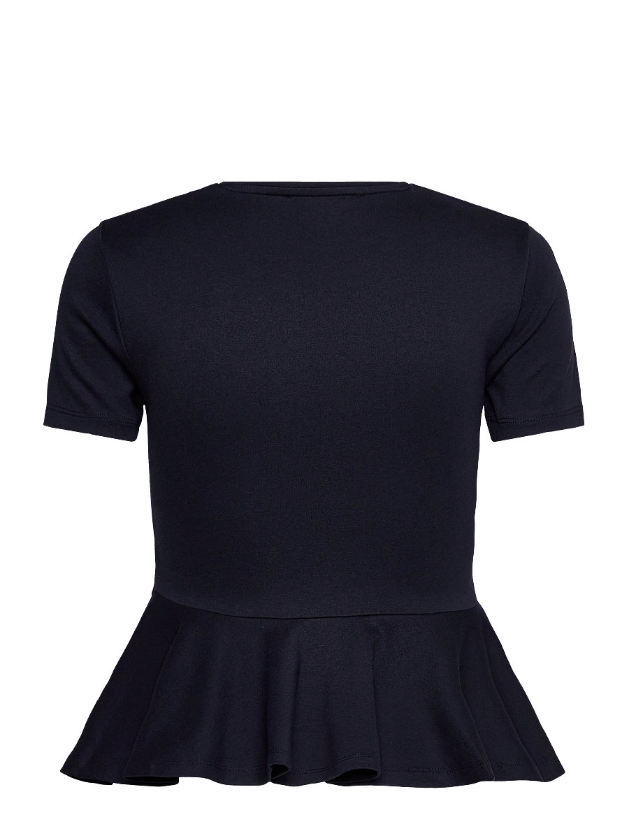 Mango - Short-sleeved peplum t-shirt - t-shirts - navy - 2