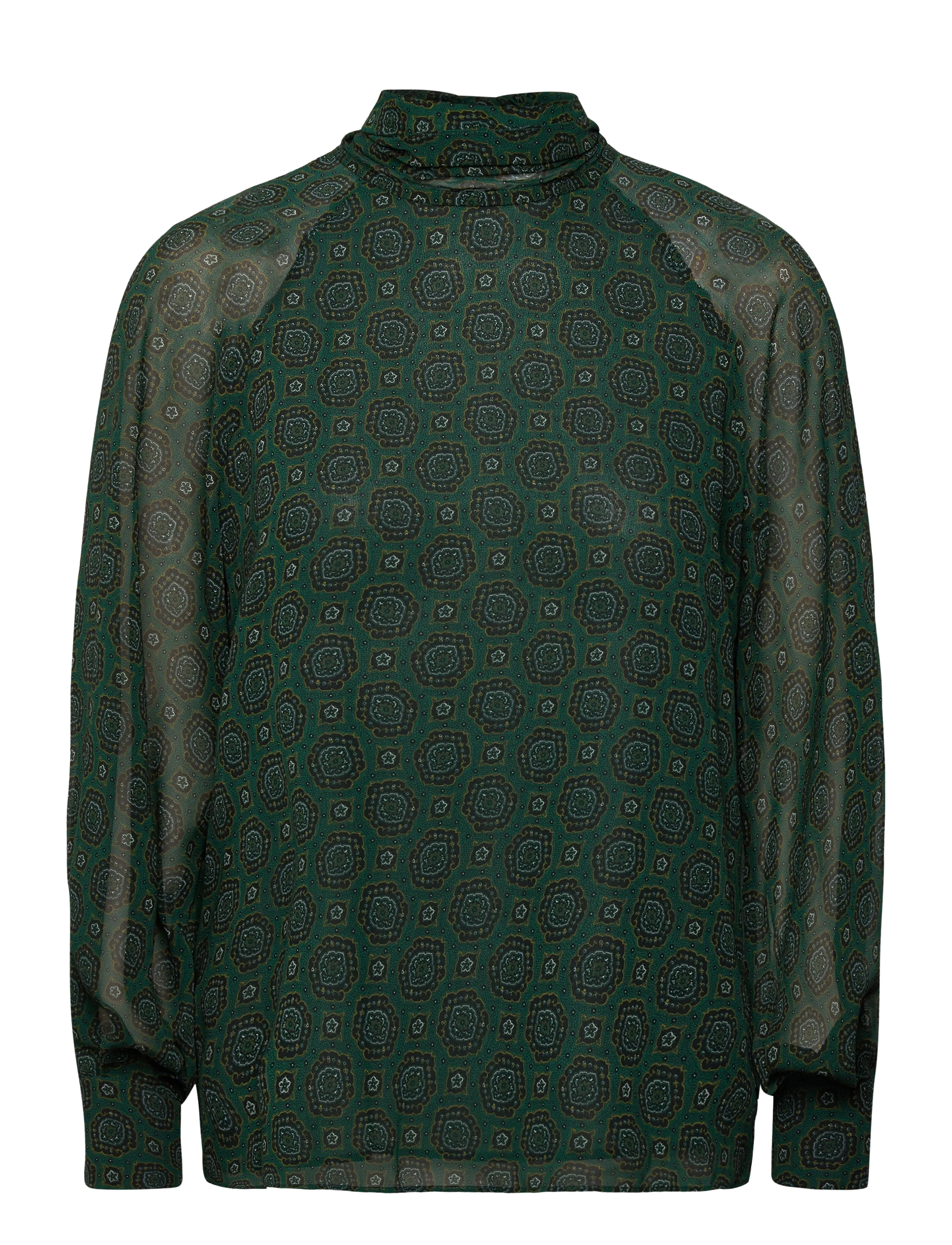 MANGO Printed Bluse With Tie Closure Grün - S - Damen