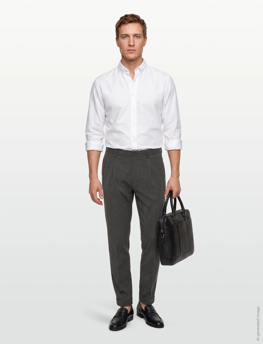 Mango - Regular-fit pleated trousers - kostymbyxor - medium grey - 0
