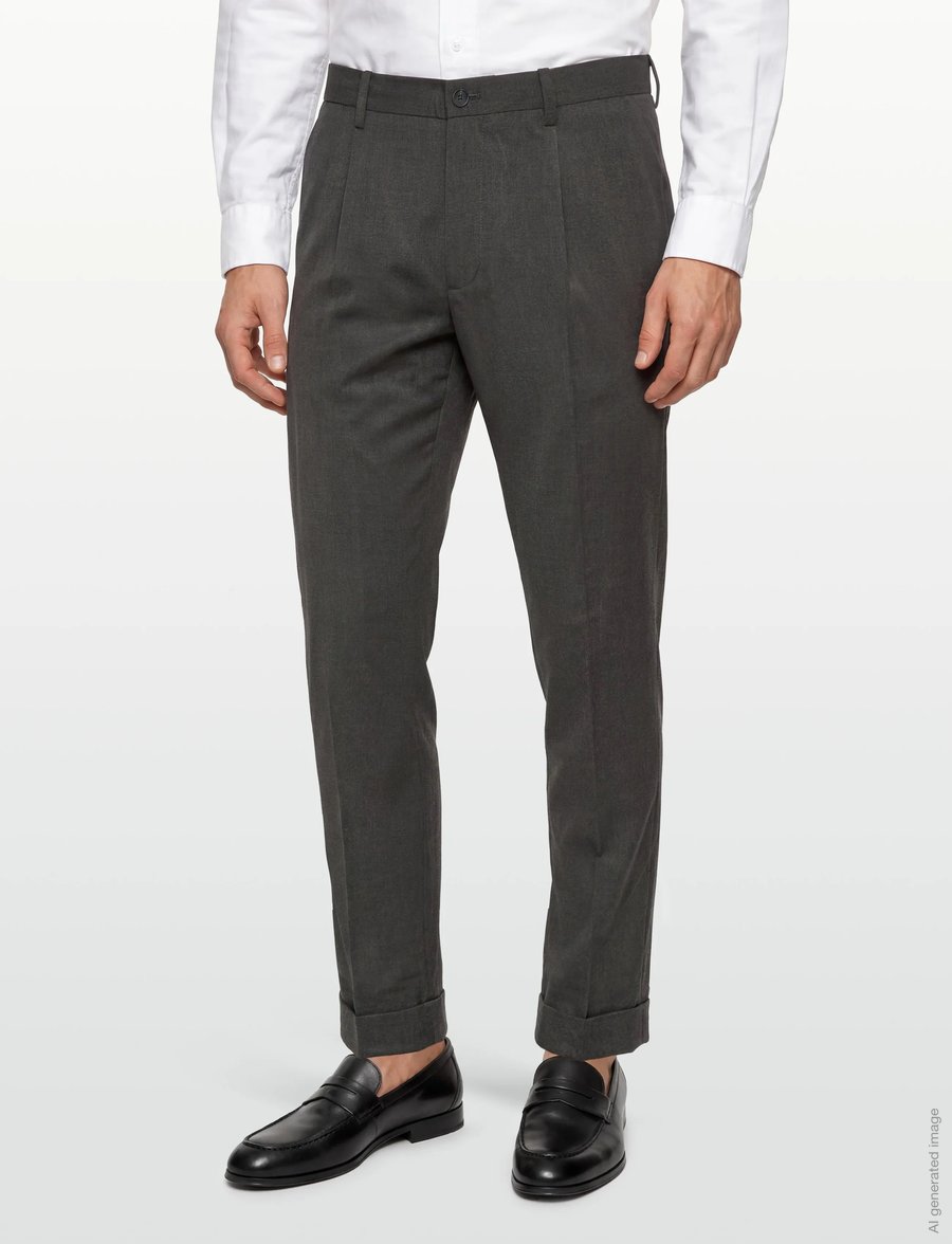 Mango - Regular-fit pleated trousers - kostymbyxor - medium grey - 3