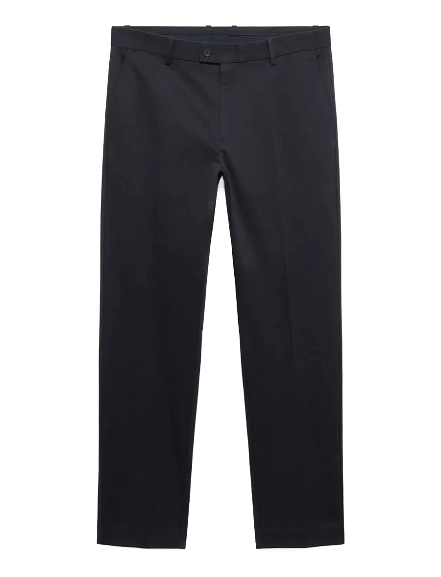 Mango - Regular-fit cotton trousers - casual byxor - navy - 1