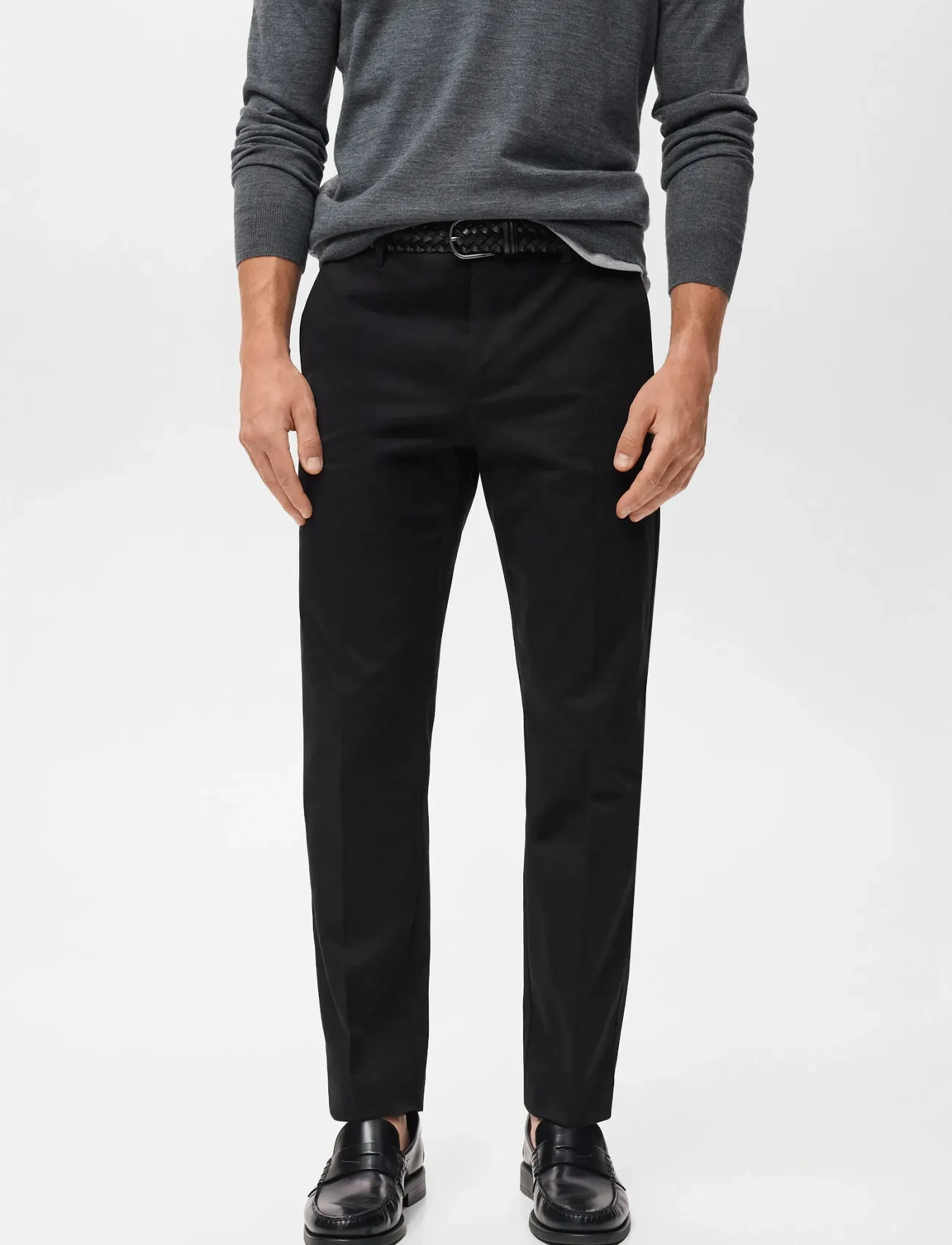 Mango Regular-Fit Cotton Trousers, 42, Schwarz - Casual, Männerswear