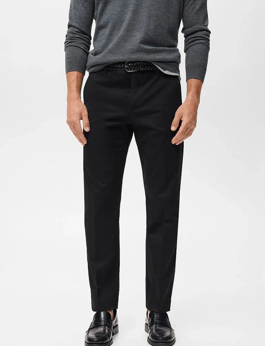Mango - Regular-fit cotton trousers - casual byxor - navy - 0