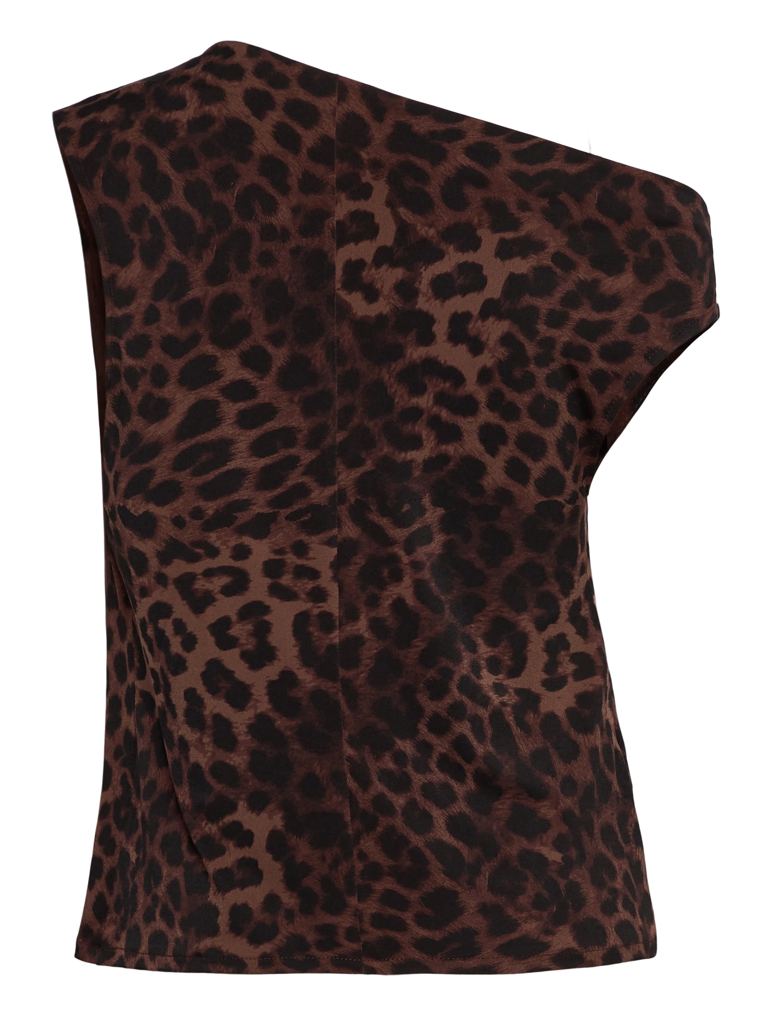 Mango - Leopard-print top with asymmetrical collar - brown - 2