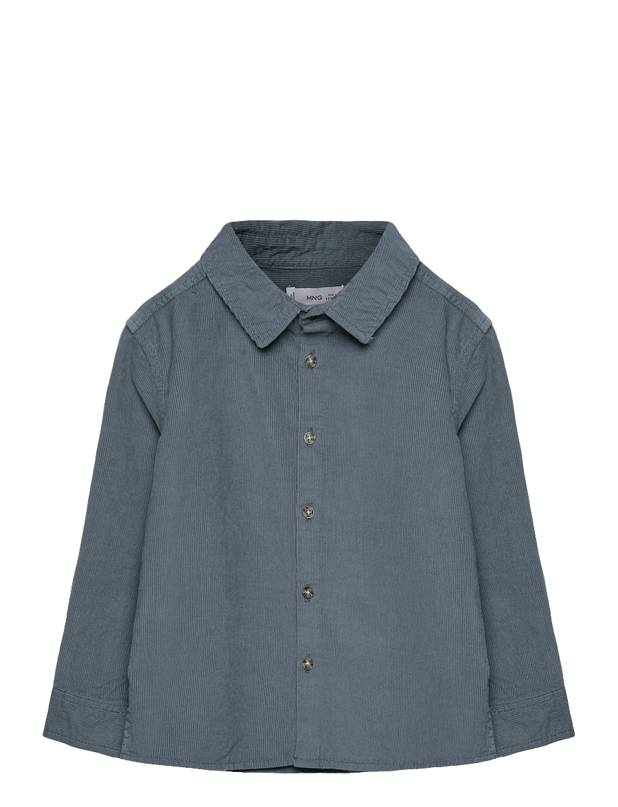 Mango - Corduroy cotton shirt - langærmede skjorter - turquoise - aqua - 0
