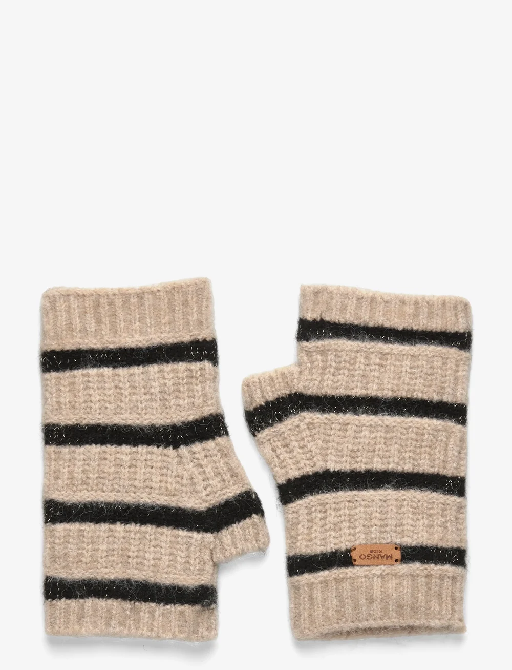 Mango - Striped knit gloves - handsker - lt pastel brown - 0