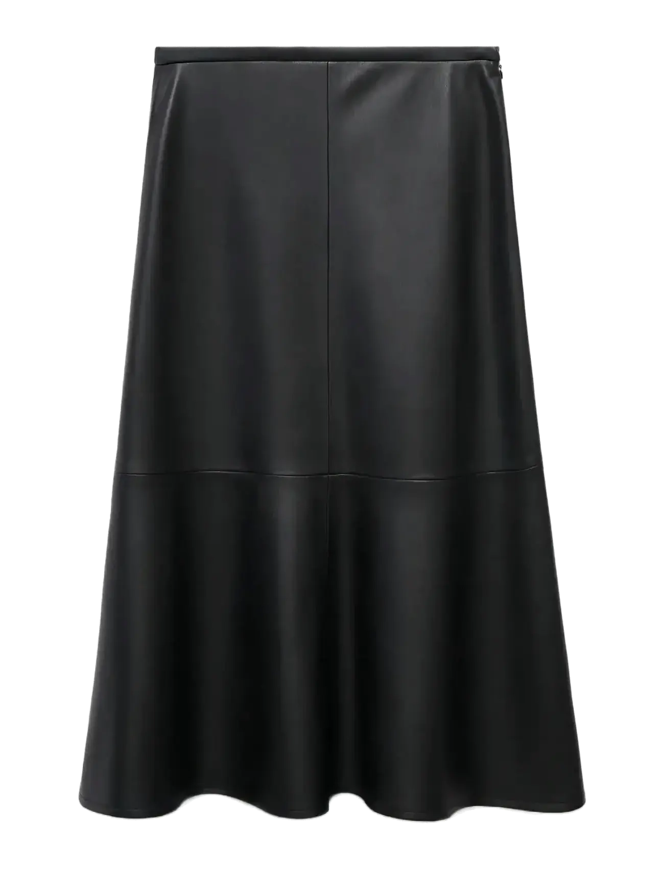 Faux-leather midi-skirt - BLACK