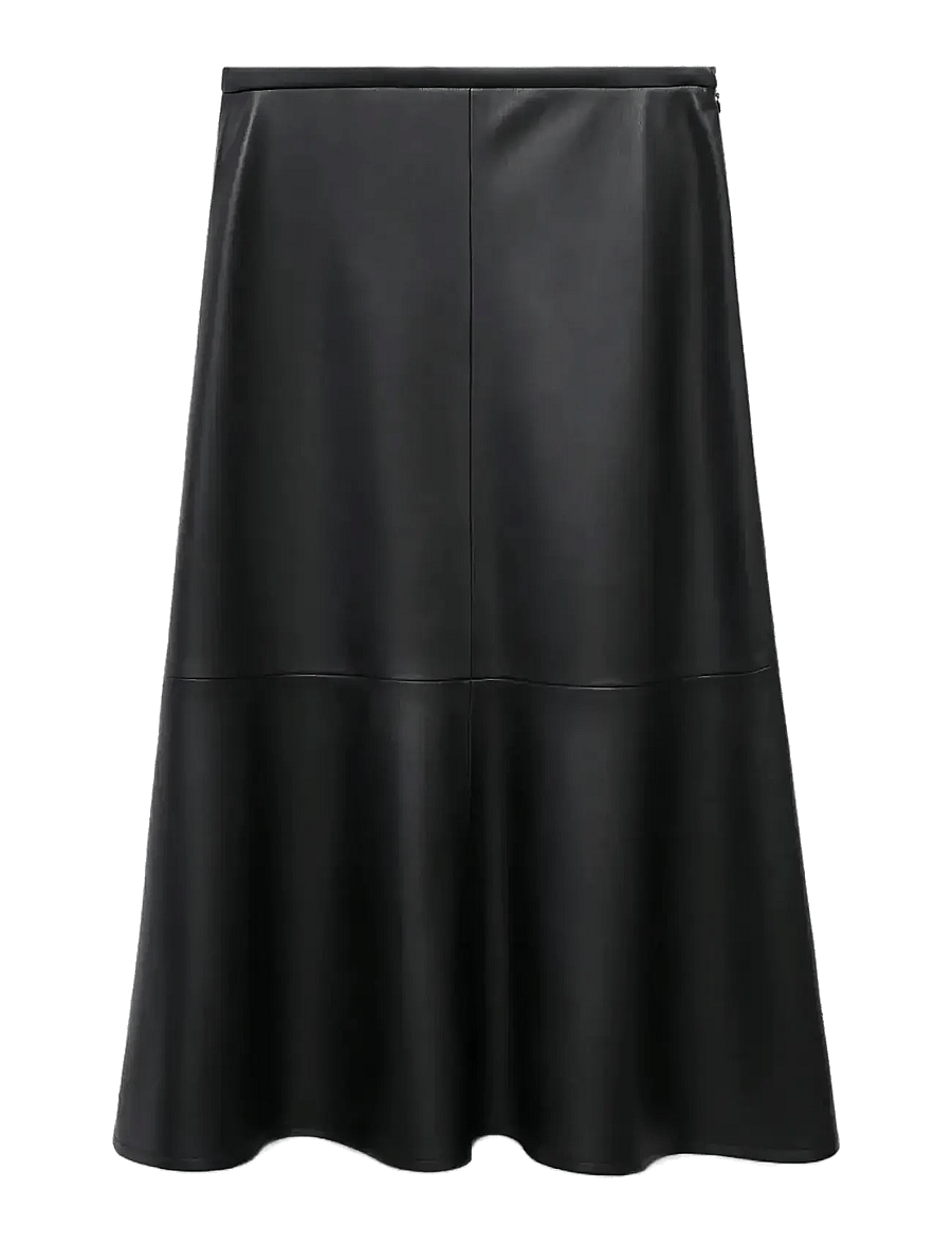 Mango - Faux-leather midi-skirt - midi nederdele - black - 1