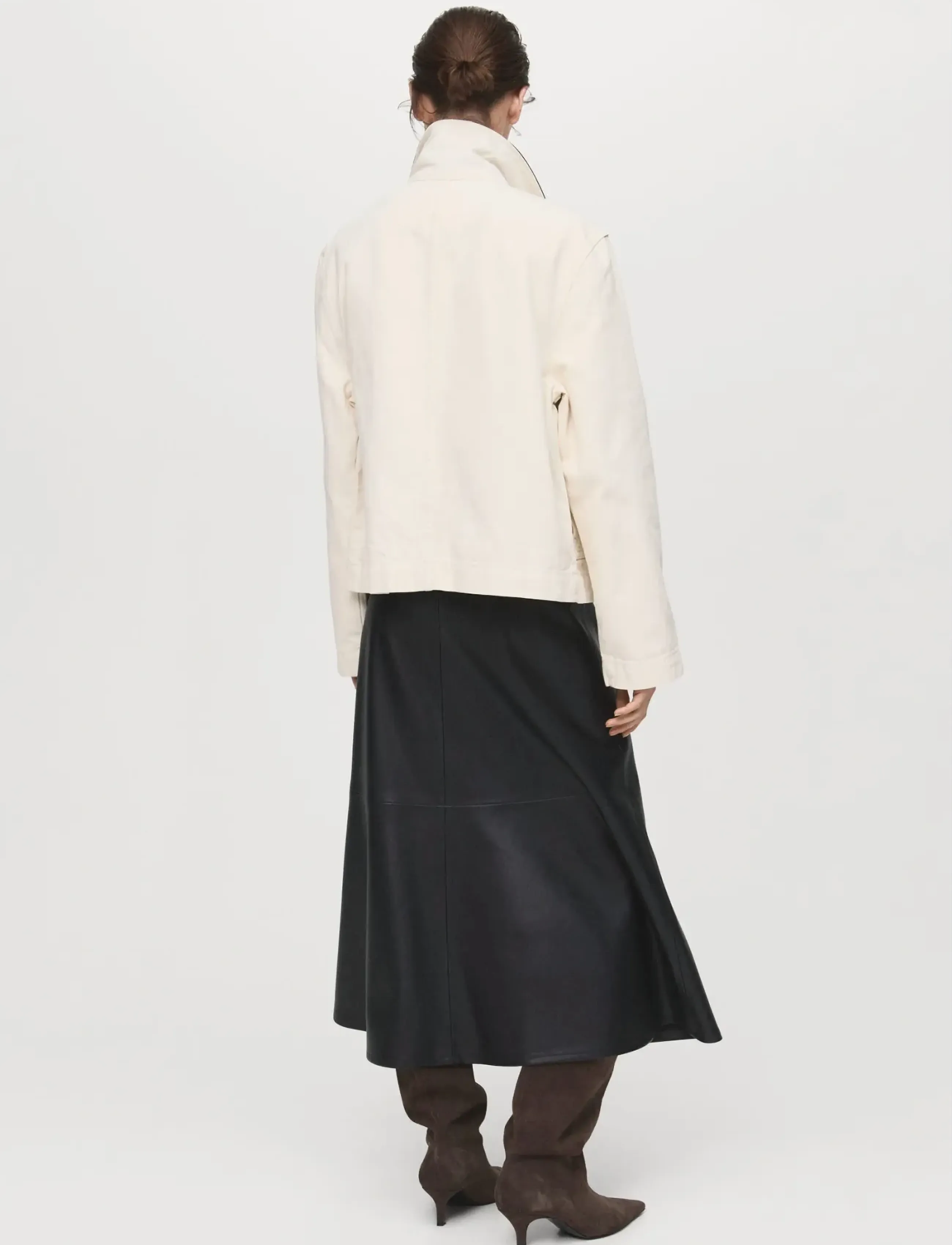 Mango - Faux-leather midi-skirt - midi garuma svārki - black - 2