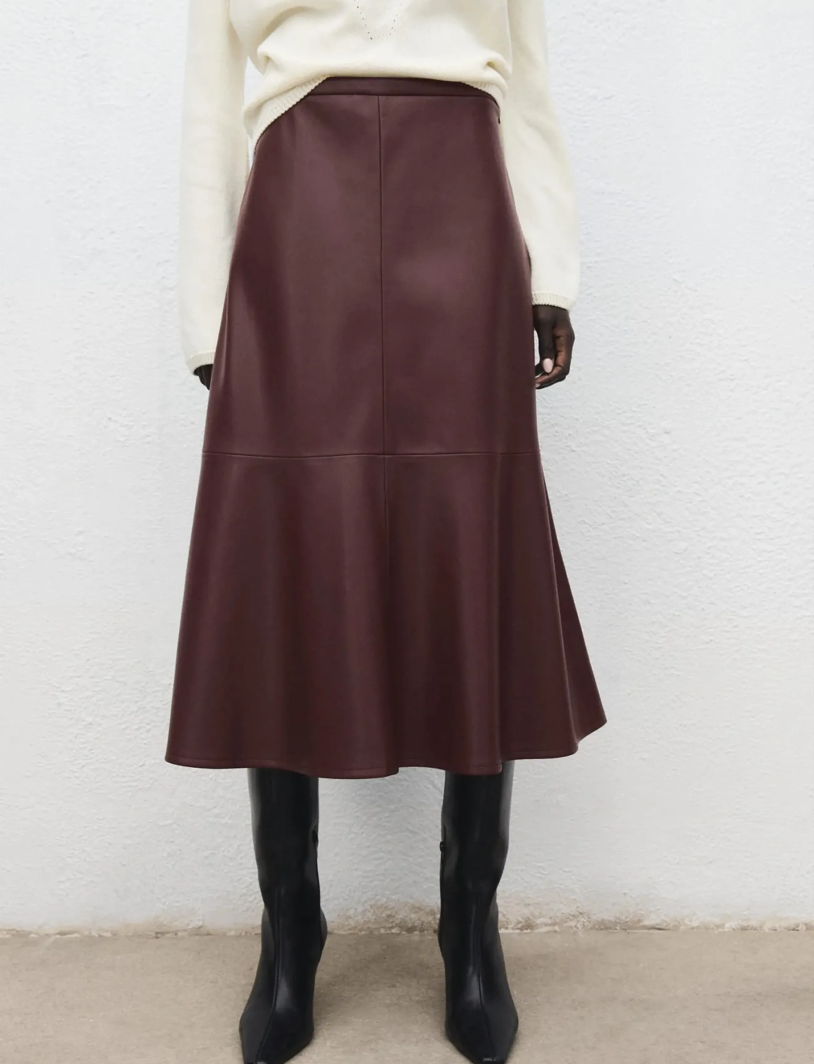 Mango Faux-leather midi-skirt - Midi-Röcke - DARK RED / burgundy