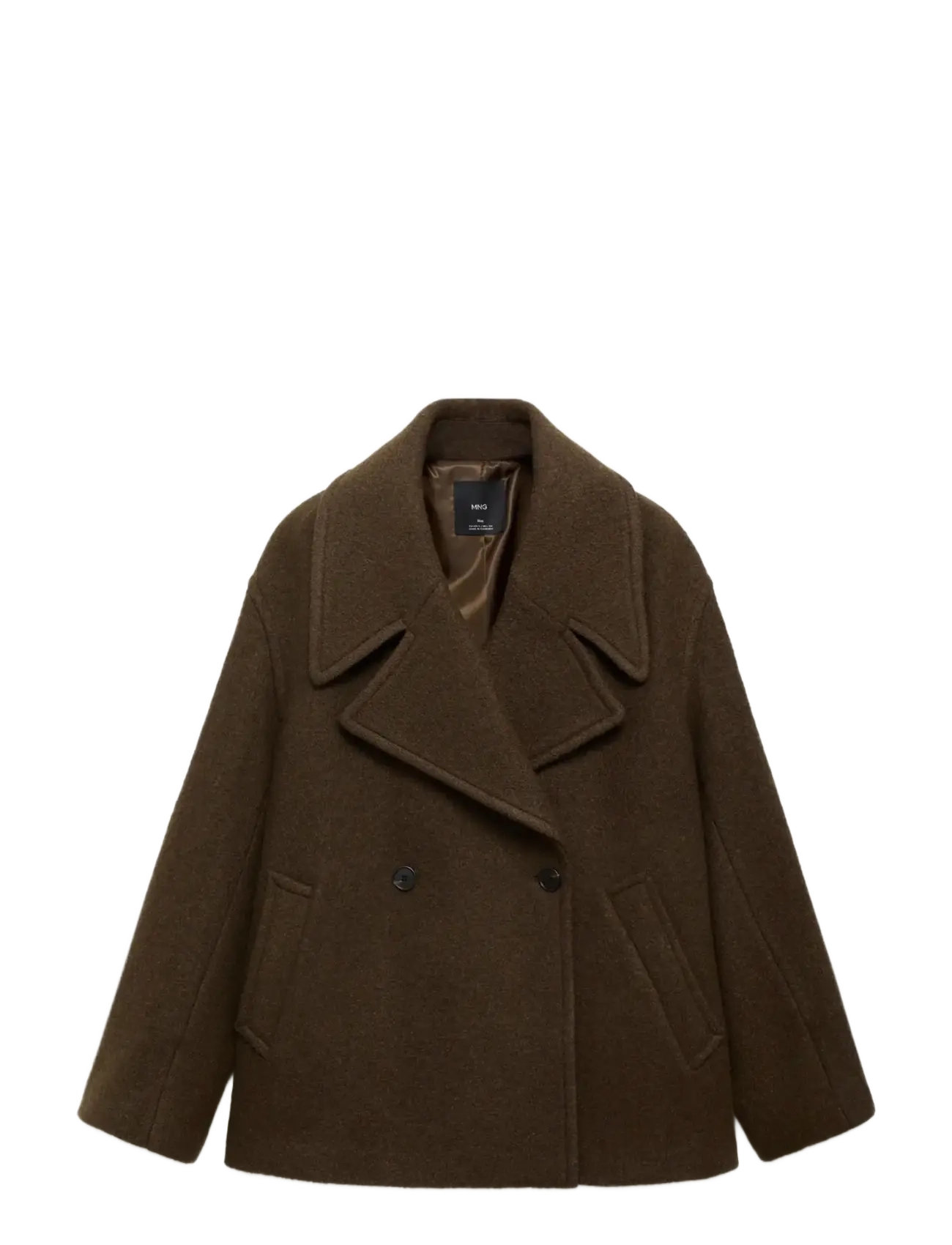 Mango Oversized wool coat with maxi lapels - Jakker & Frakker - BEIGE - KHAKI / brown