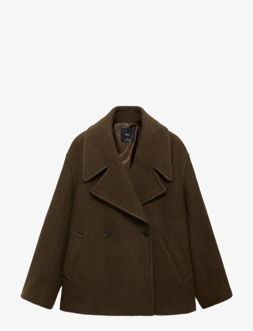 Mango - Oversized wool coat with maxi lapels - uldfrakker - beige - khaki - 1