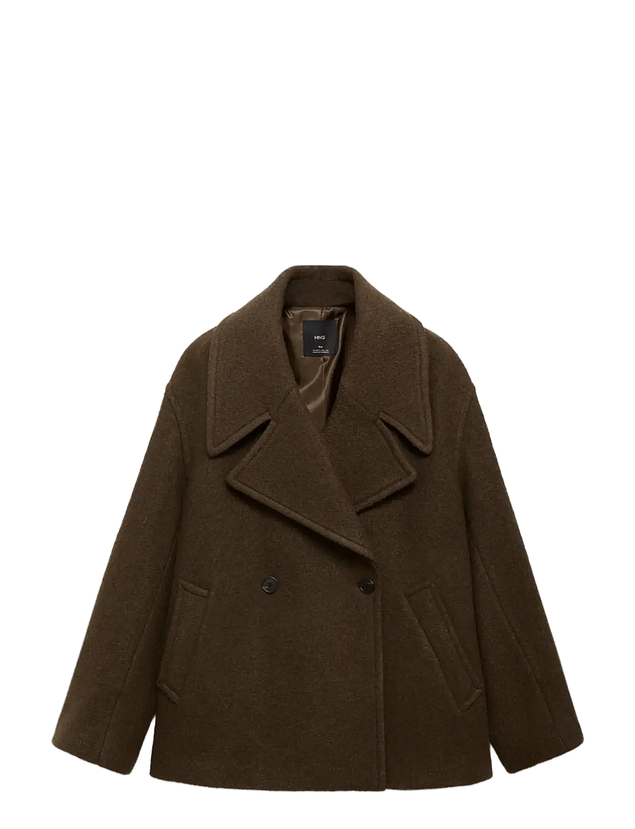 Mango - Oversized wool coat with maxi lapels - vinterjakker - beige - khaki - 1