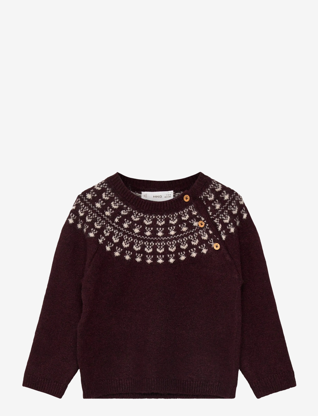 Mango - Jacquard sweater with buttons - pullover - dark red - 0