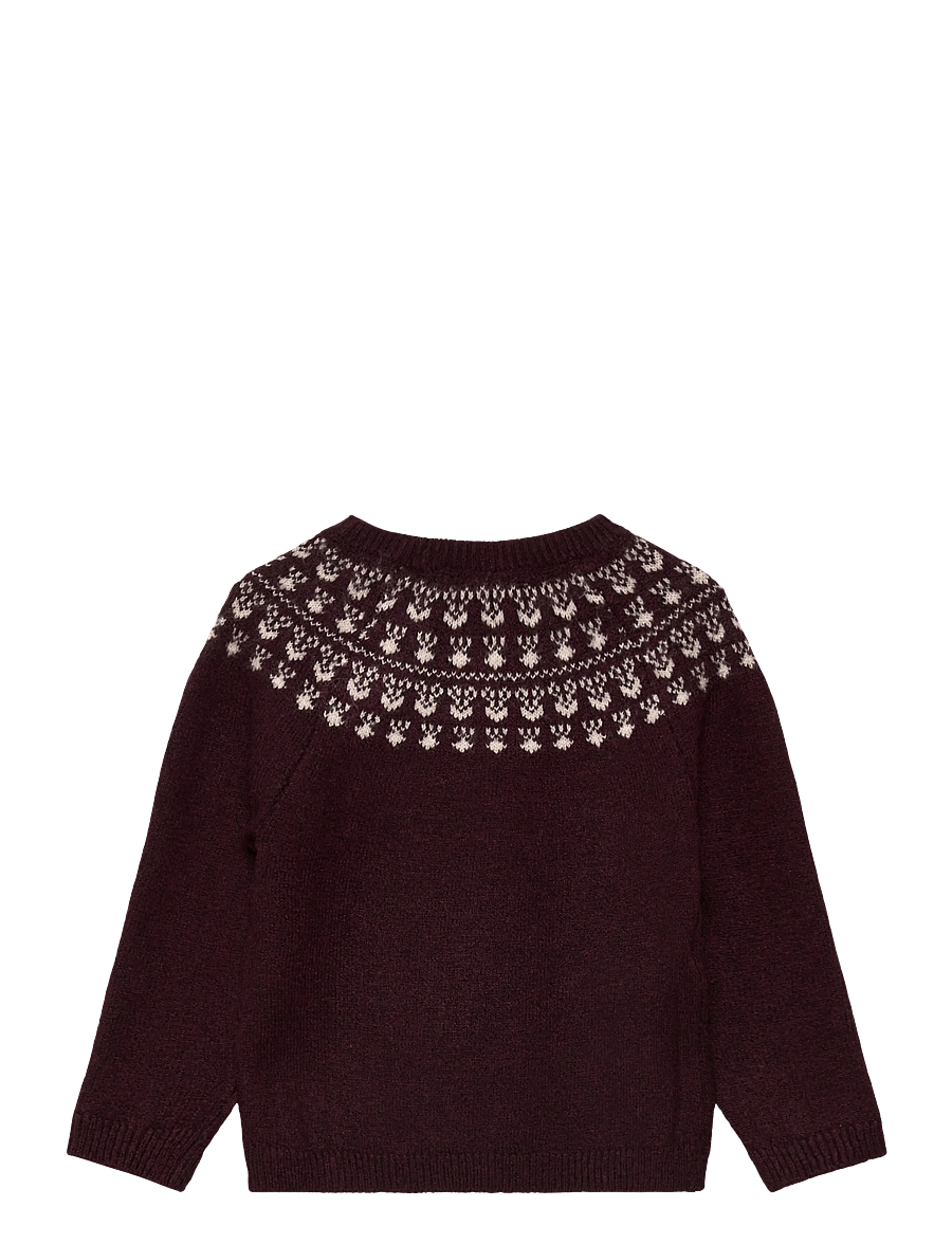 Mango - Jacquard sweater with buttons - stickade tröjor - dark red - 1