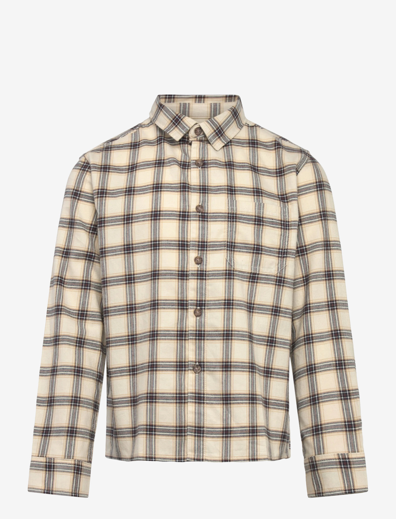 Mango - Check shirt - långärmade skjortor - light beige - 0