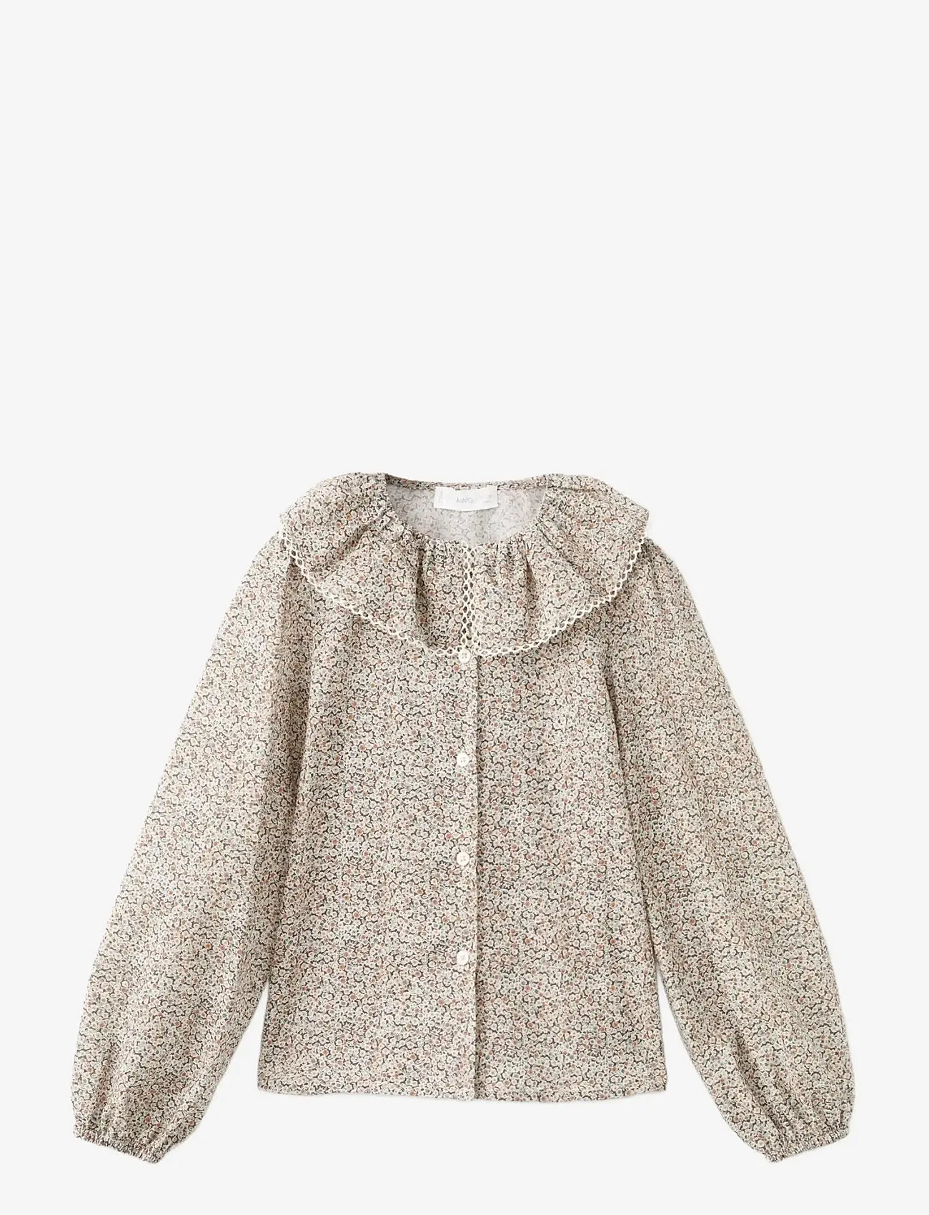 Mango - Floral cotton blouse - blusar & tunikor - green - 1