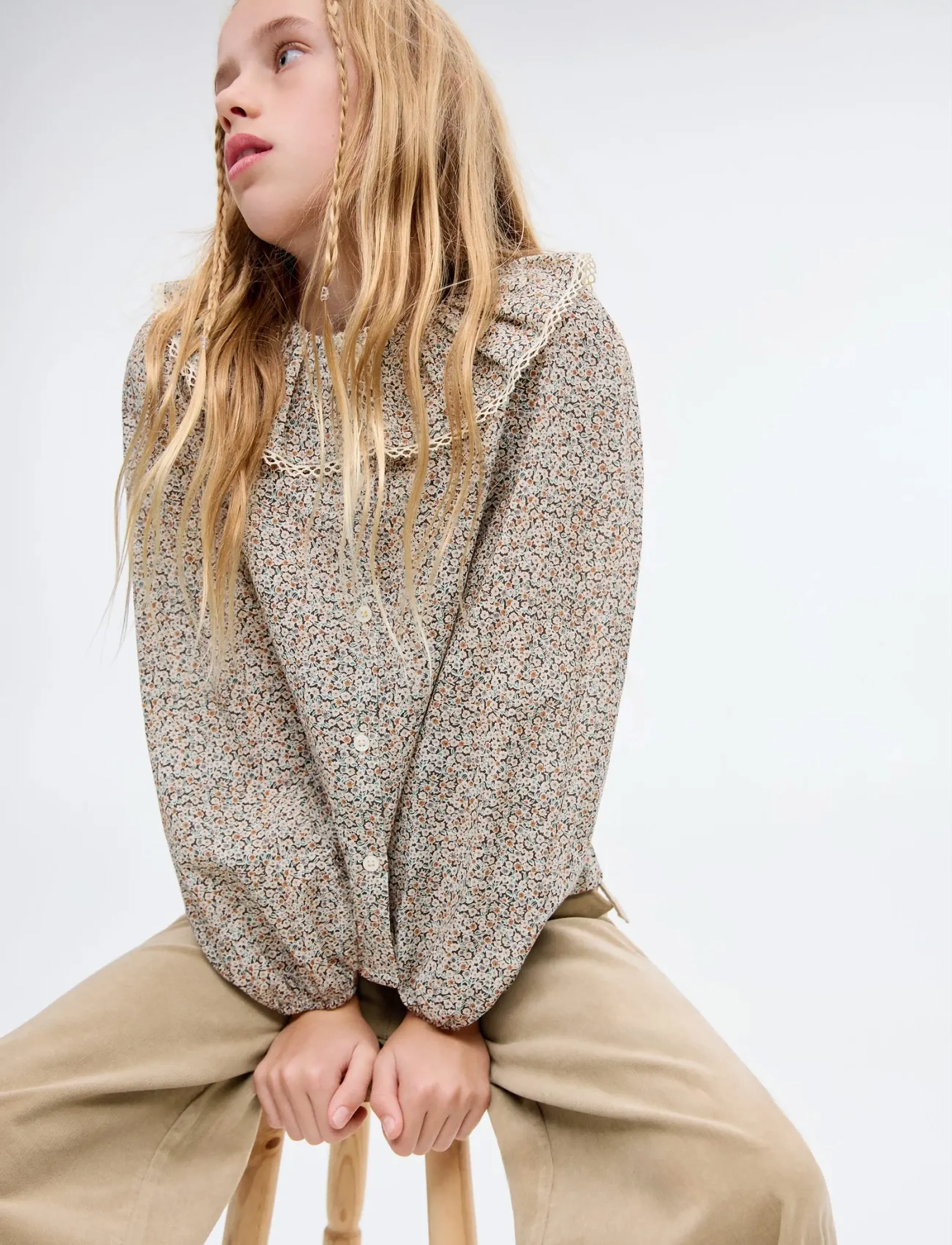 Mango Floral cotton blouse - Överdelar - GREEN / multi