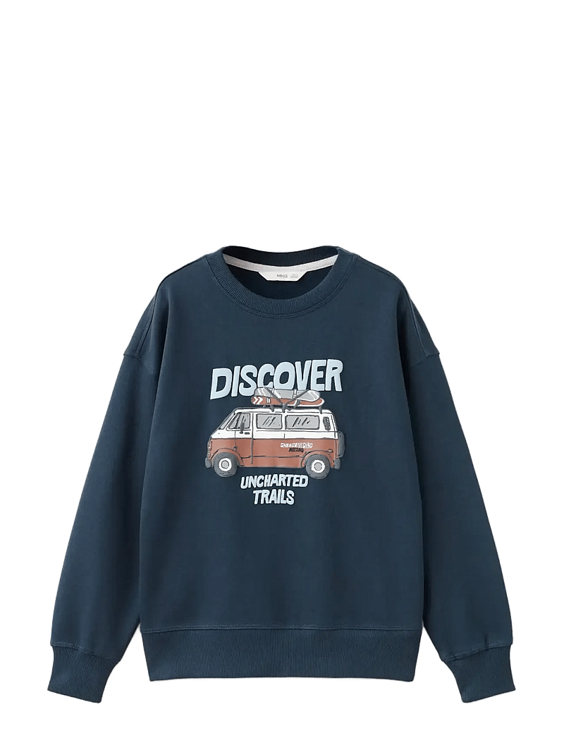 Mango - Printed cotton sweatshirt - sweatshirts - navy - 1