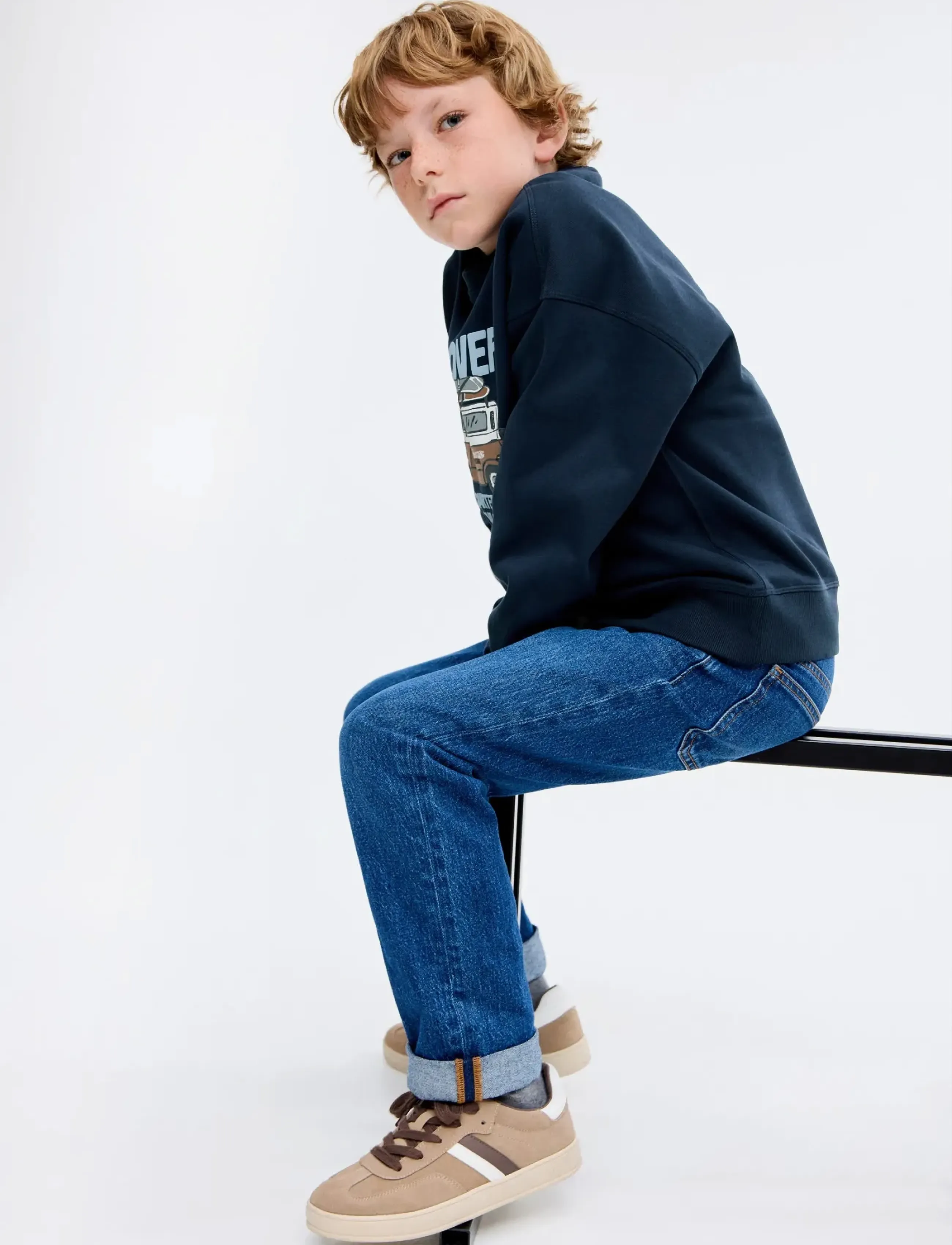 Mango Printed cotton sweatshirt - Sweatshirts - NAVY / navy