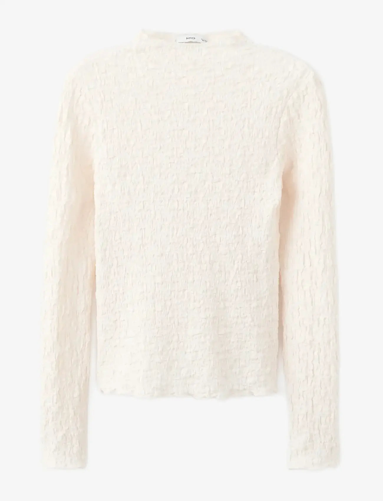 Mango - Textured crepe top - long-sleeved tops - light beige - 1