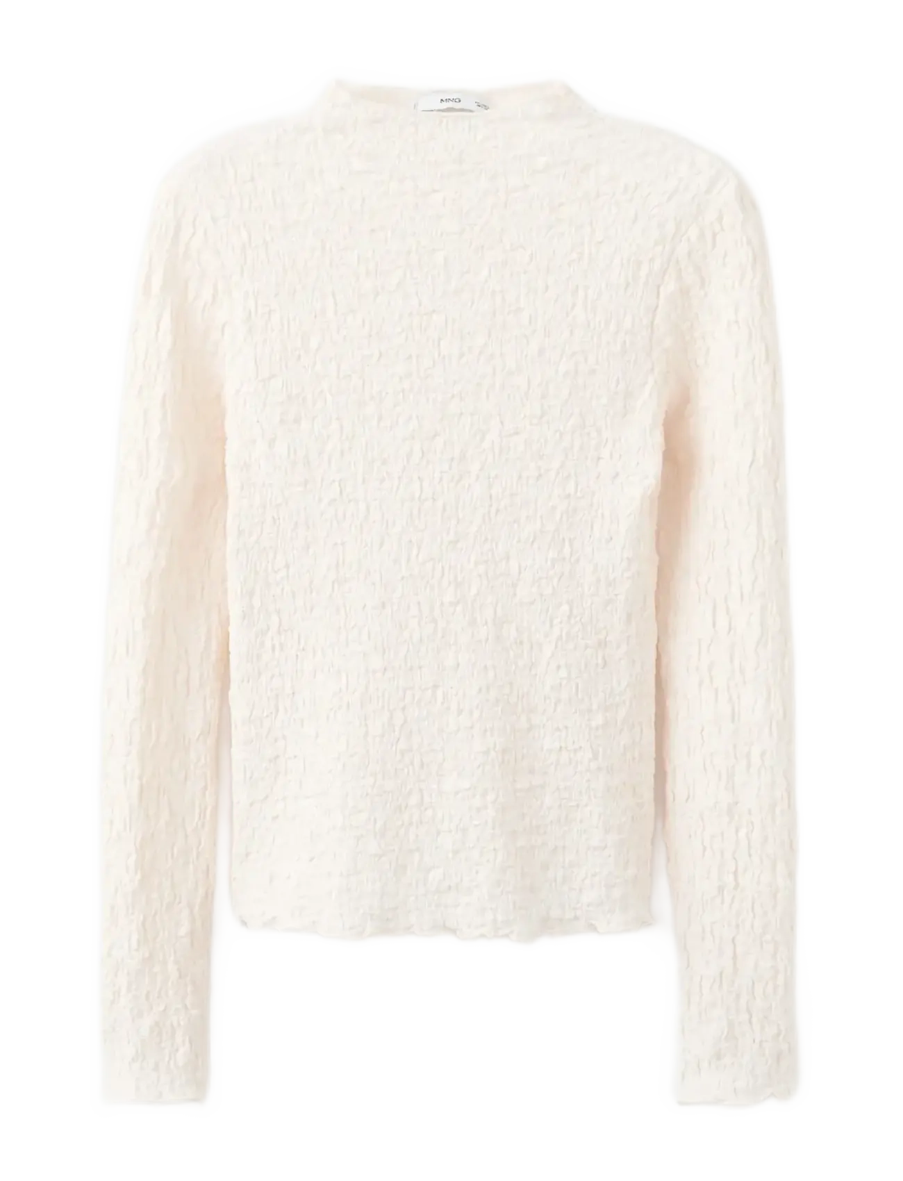 Mango Textured crepe top - Kläder - LIGHT BEIGE / cream