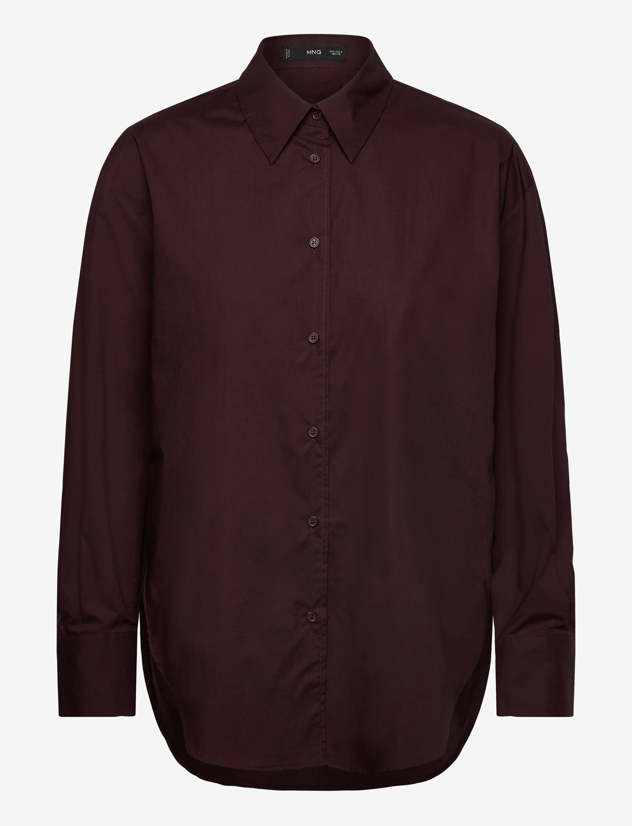 Mango - Oversize poplin shirt - langærmede skjorter - brown - 0