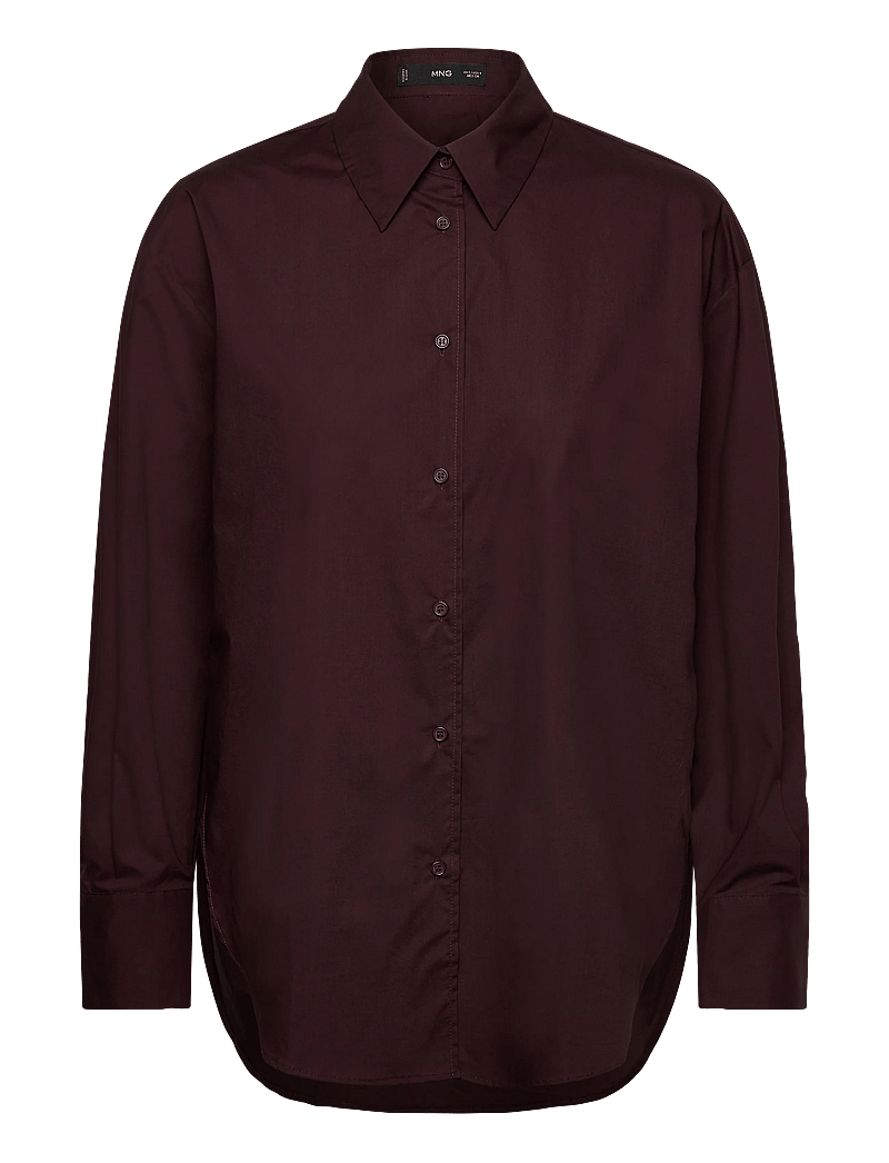 Mango - Oversize poplin shirt - långärmade skjortor - brown - 0