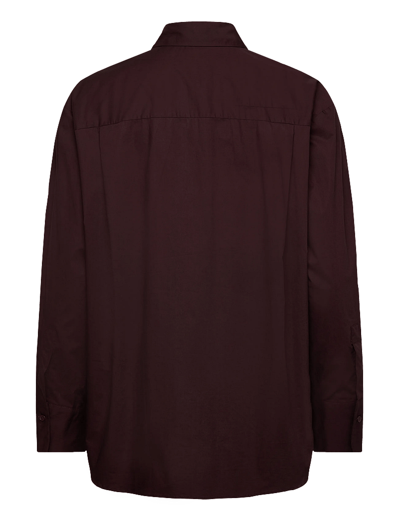 Mango - Oversize poplin shirt - långärmade skjortor - brown - 1