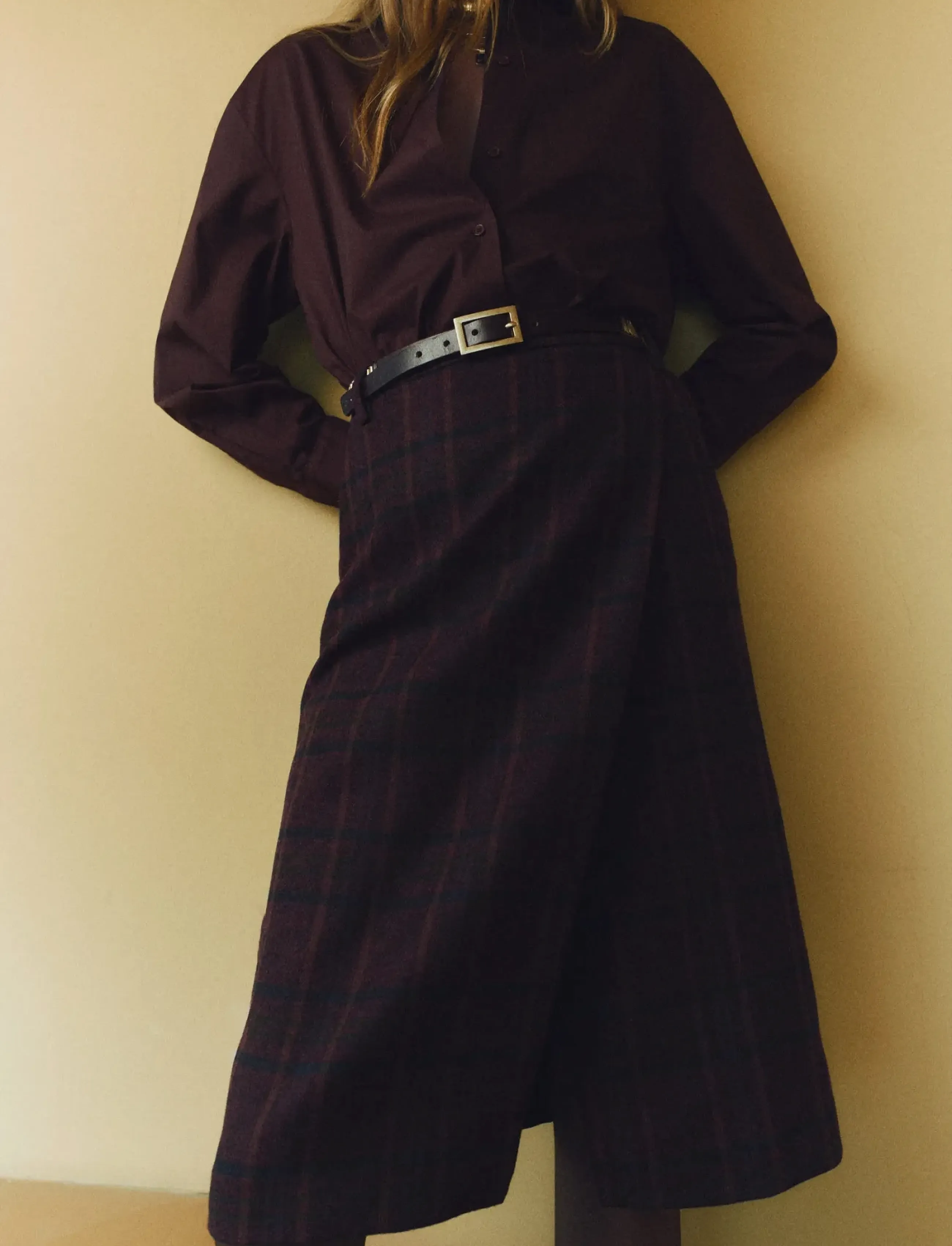 Mango Oversize poplin shirt - Shirts - BROWN / burgundy