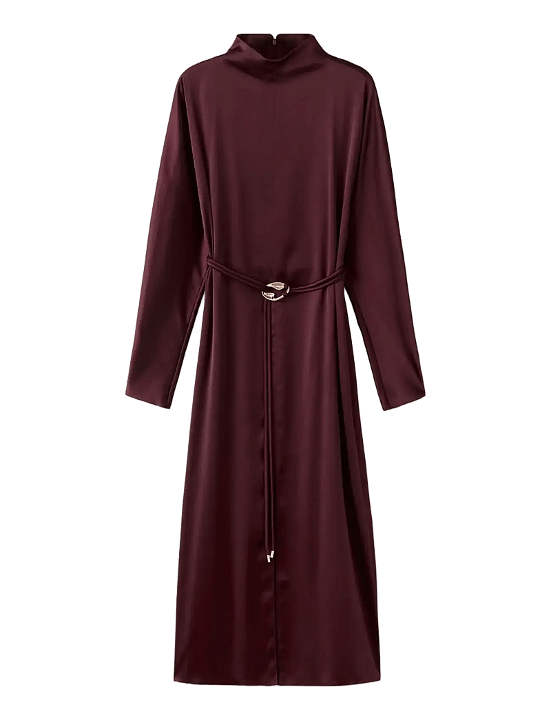 Mango - Belt satin dress - festkjoler - dark red - 1