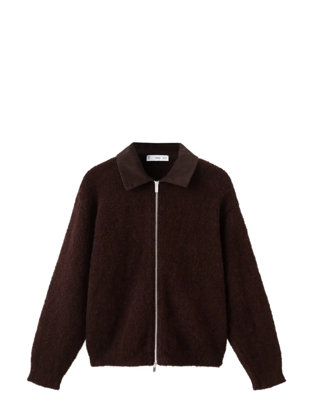 MANGO Bouclé Jacke With Kordsamt Collar Braun - S - Damen