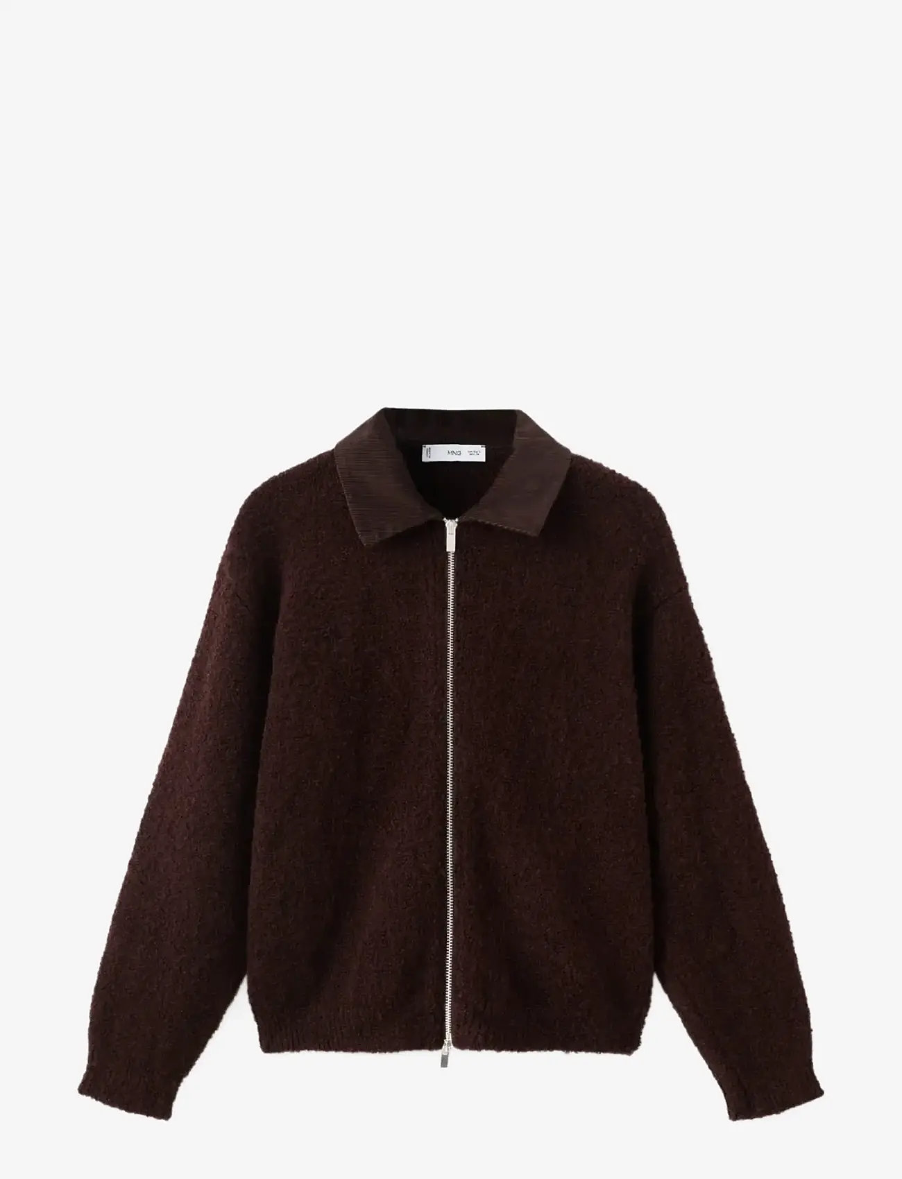 Mango - Bouclé jacket with corduroy collar - forårsjakker - brown - 1