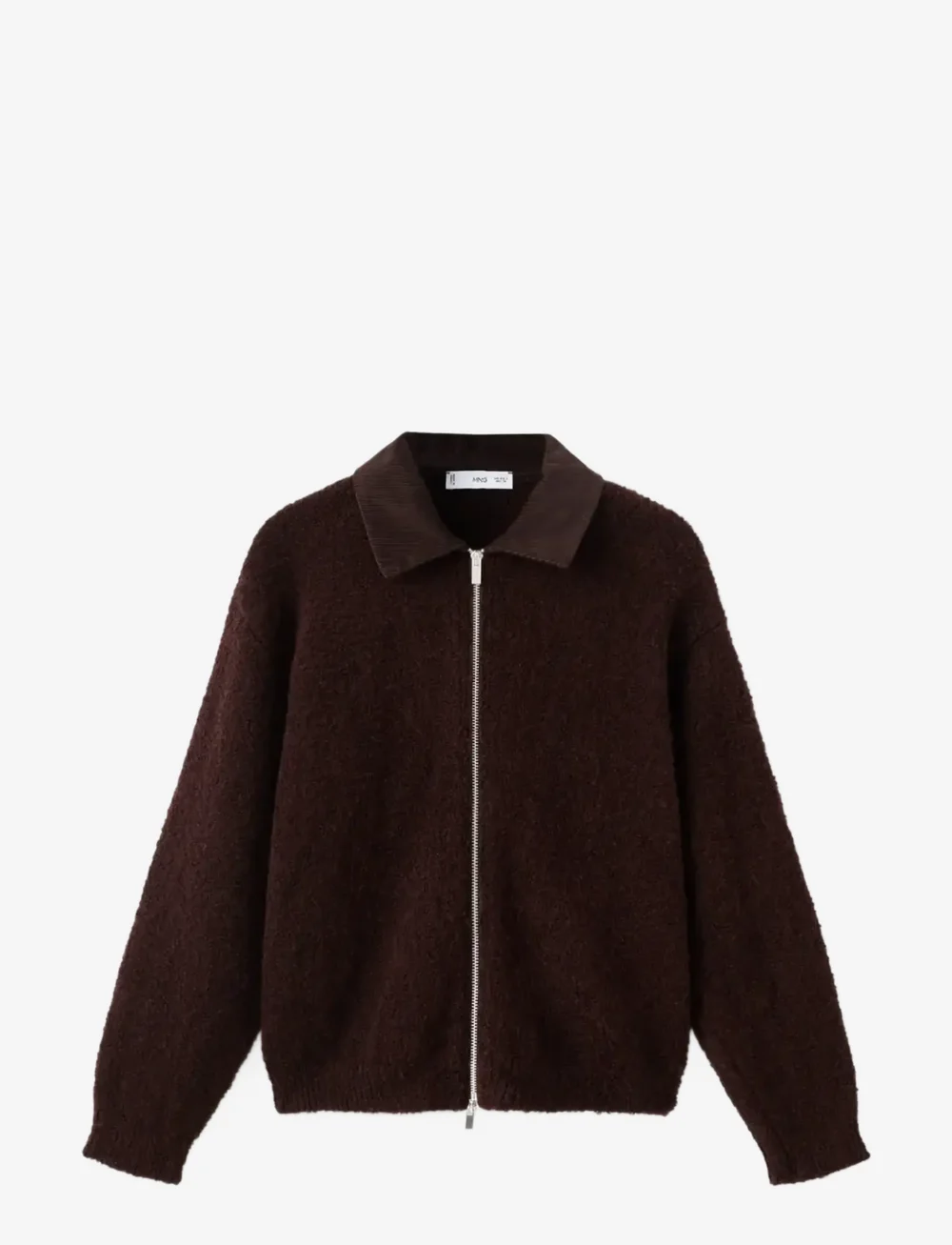 Mango - Bouclé jacket with corduroy collar - bomberjackor - brown - 1