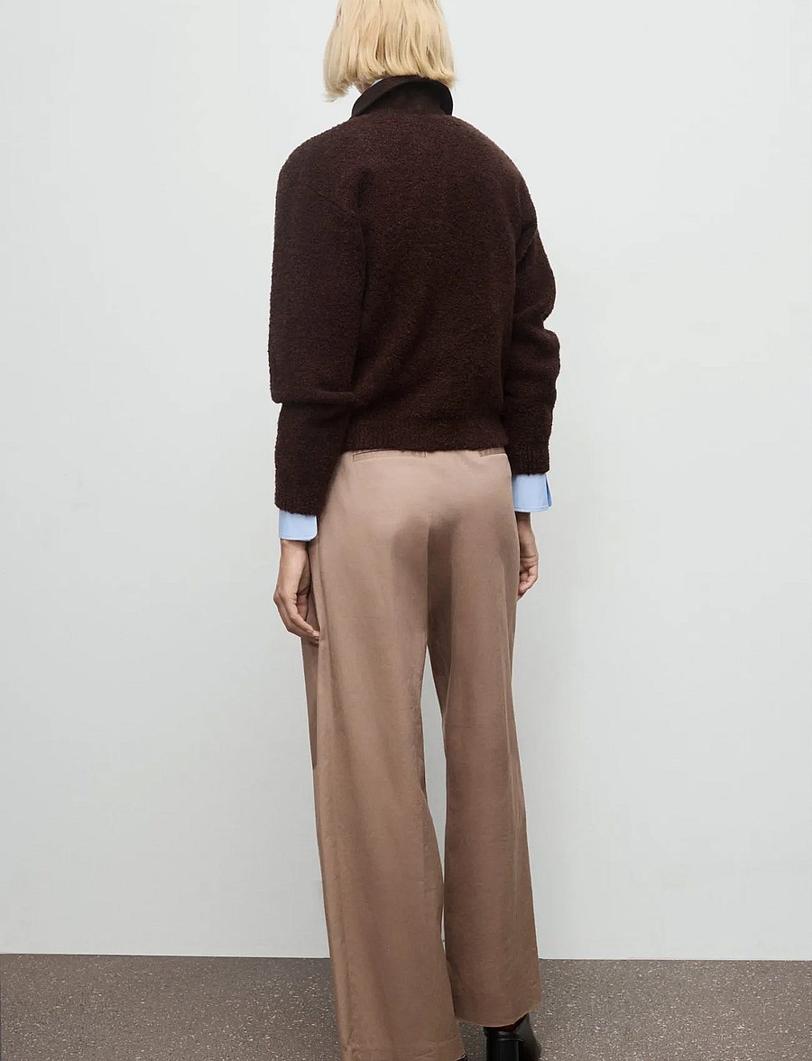 Mango - Bouclé jacket with corduroy collar - bomberjakker - brown - 2