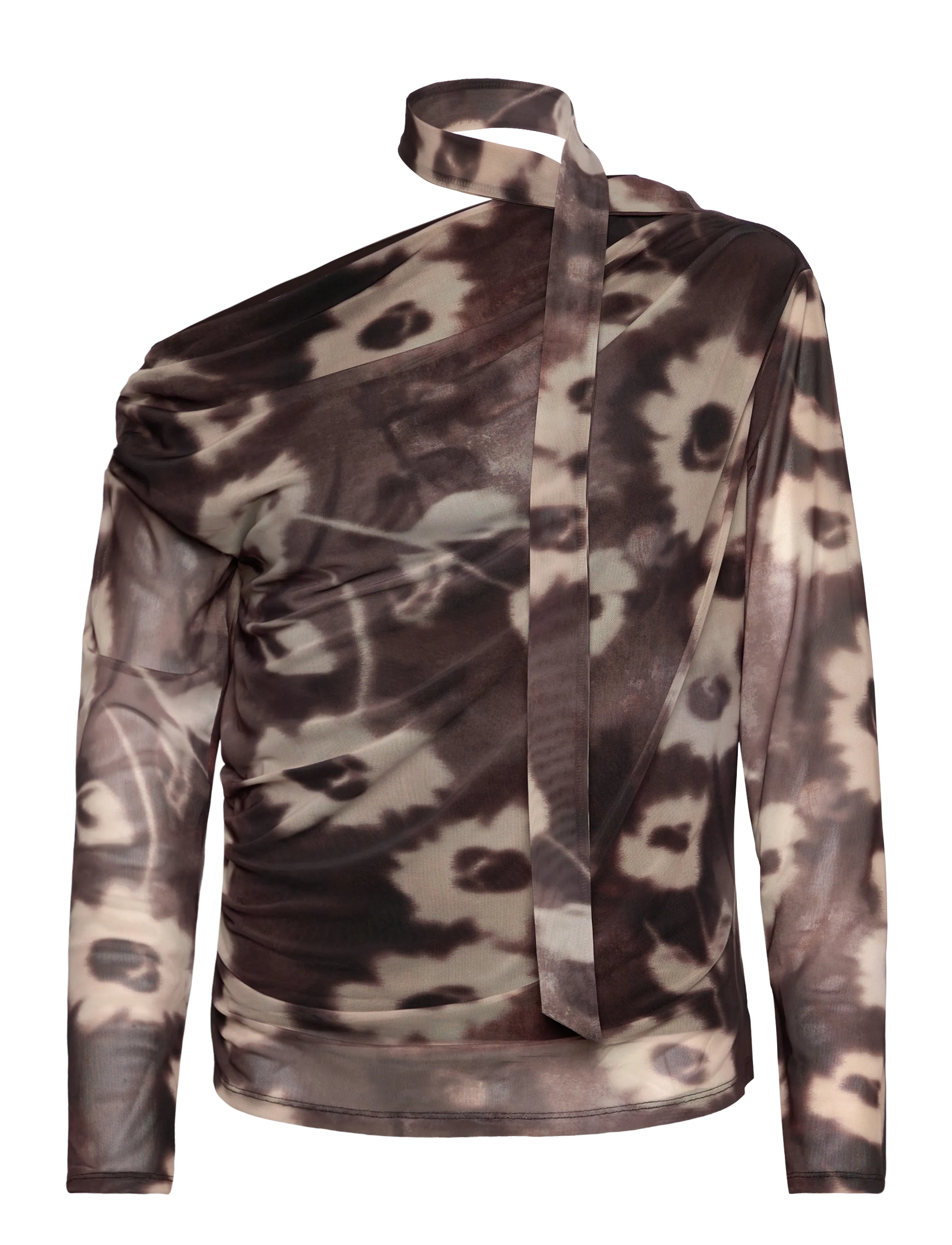 Mango Floral-print t-shirt with scarf - Tøj - BROWN / brown