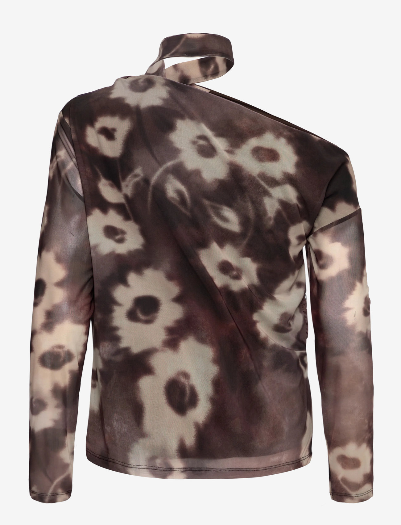 Mango - Floral-print t-shirt with scarf - langærmede bluser - brown - 2