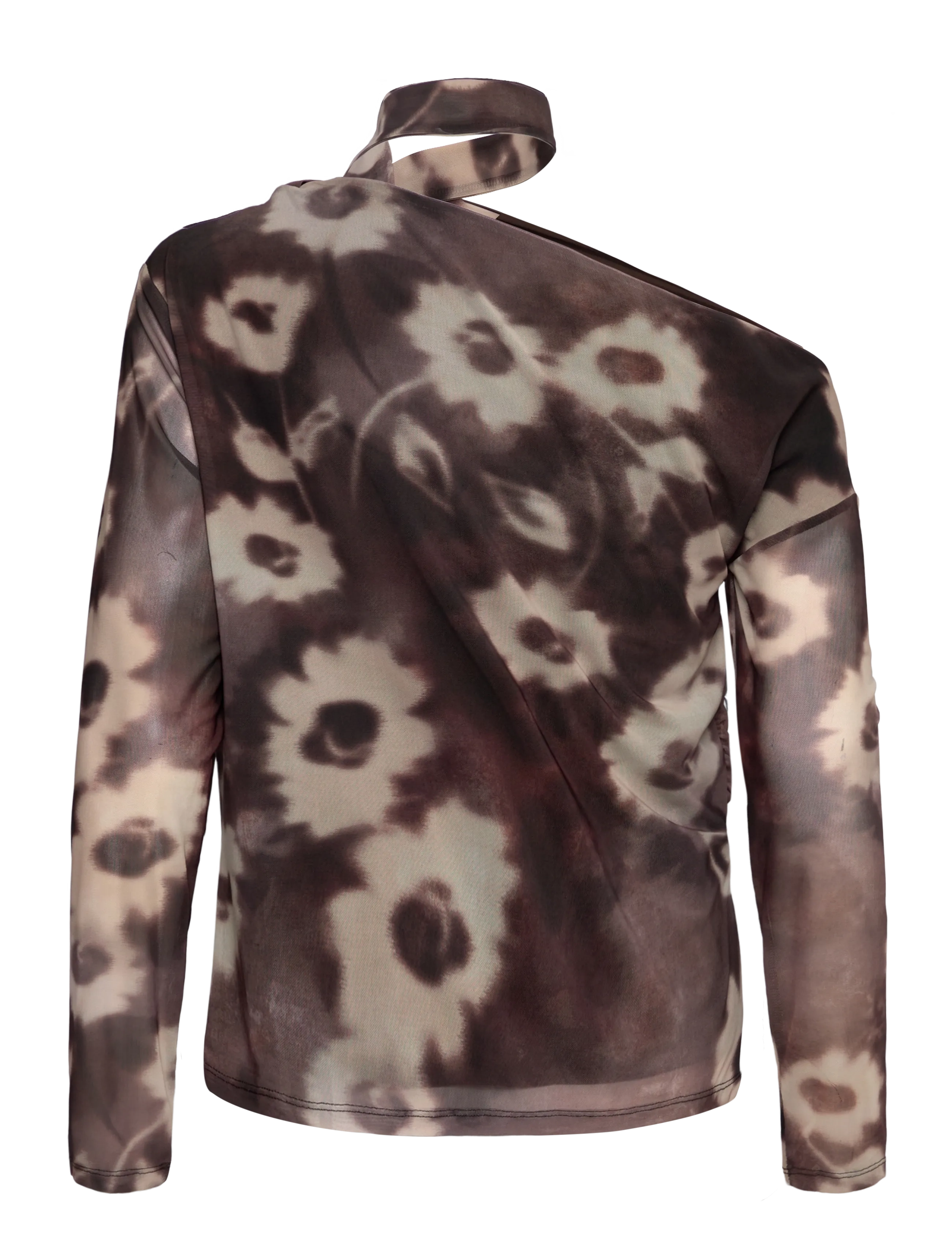 Mango - Floral-print t-shirt with scarf - langærmede bluser - brown - 2