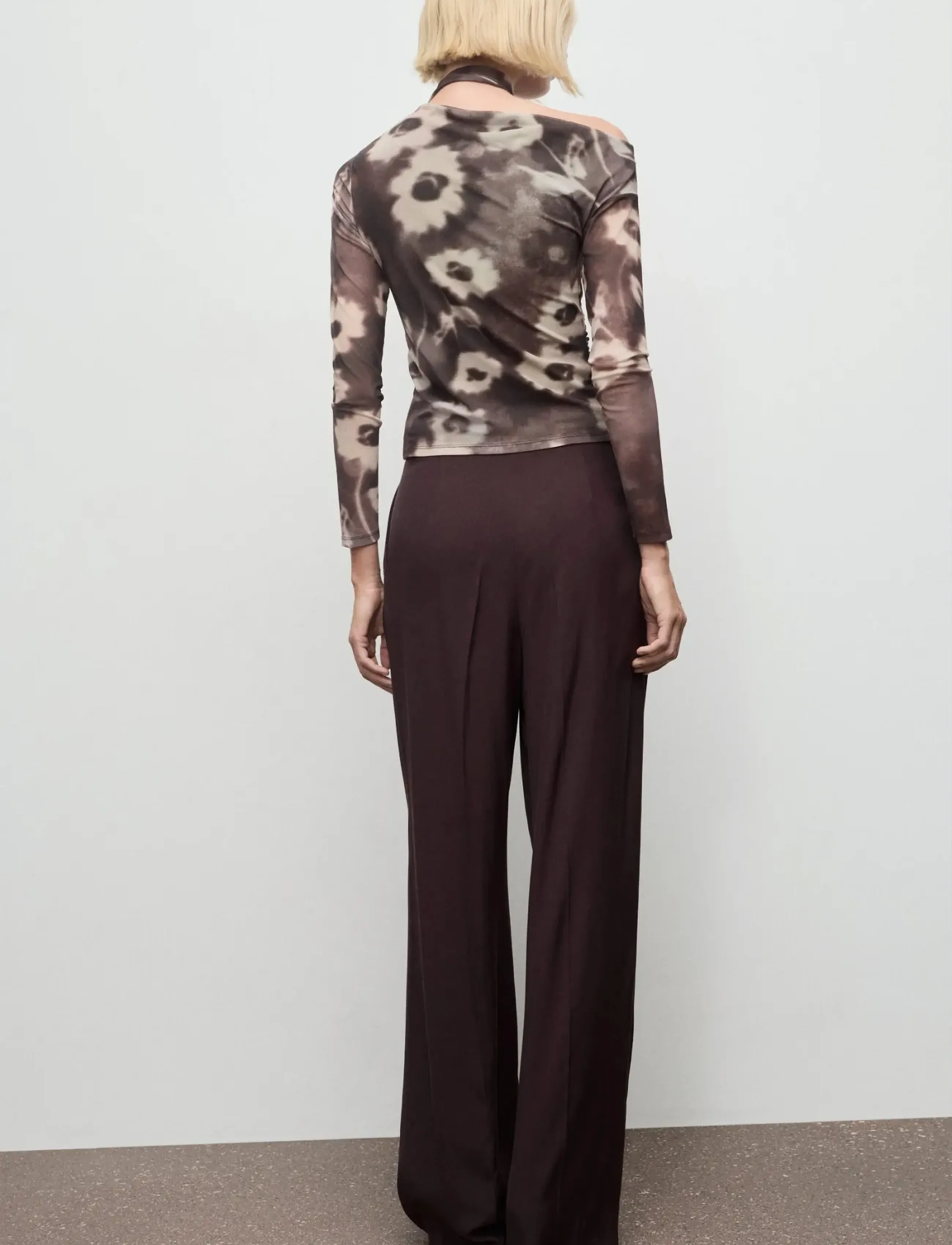 Mango - Floral-print t-shirt with scarf - langærmede bluser - brown - 3