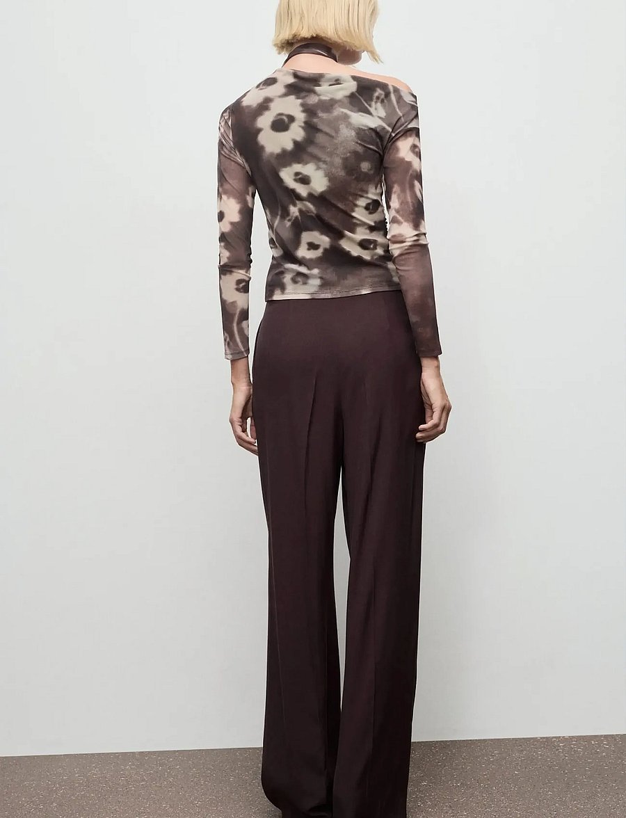 Mango - Floral-print t-shirt with scarf - langærmede bluser - brown - 3