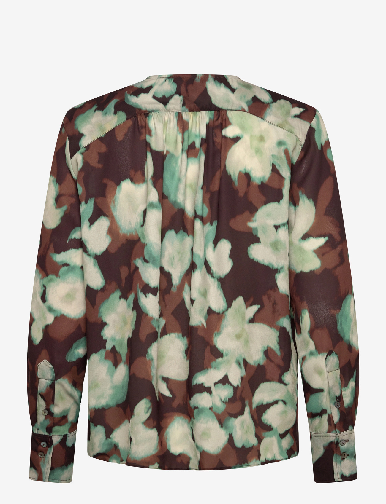 Mango - V-neck blouse with tie - langærmede bluser - green - 1