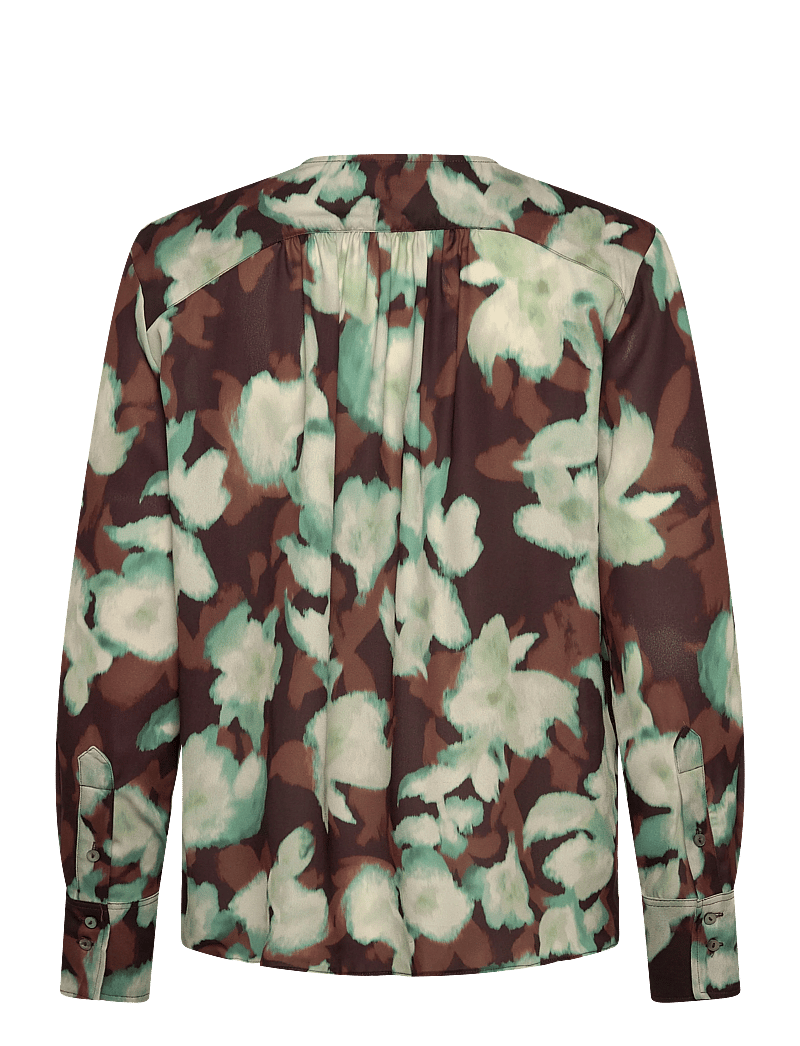 Mango - V-neck blouse with tie - långärmade blusar - green - 1